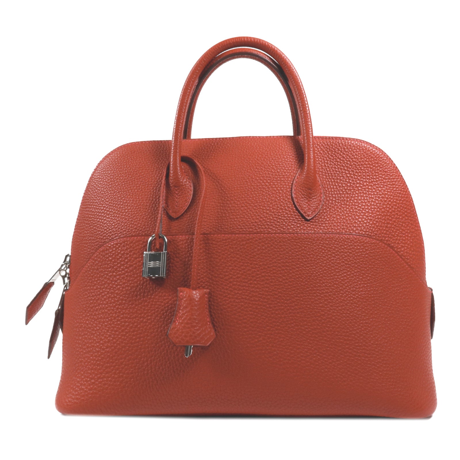 HERMES Togo皮革Bolide 1923 30銀扣手挽袋Rouge Garance