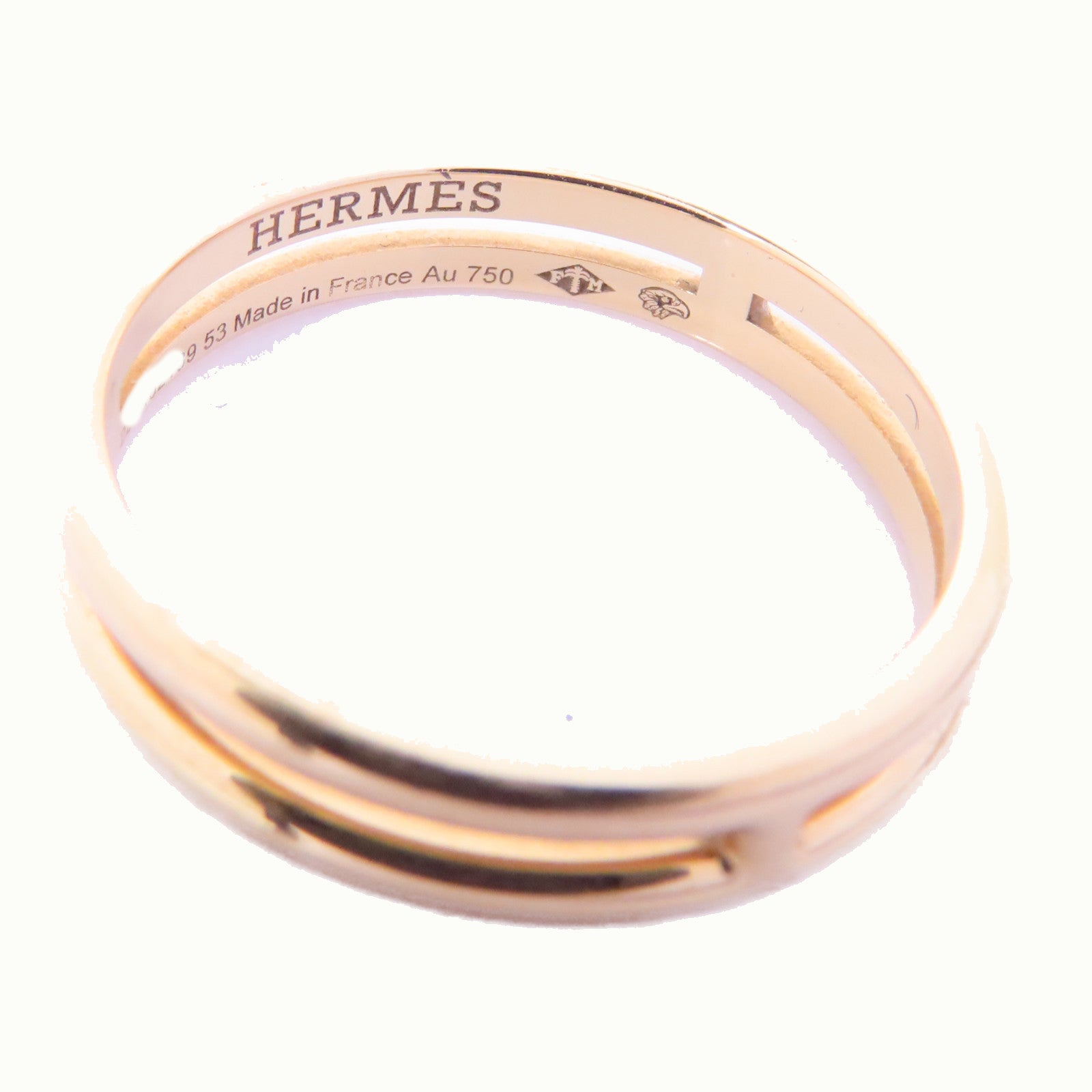 HERMES 18K玫瑰金Ariane Wedding Band戒指HERMES#53/US#6