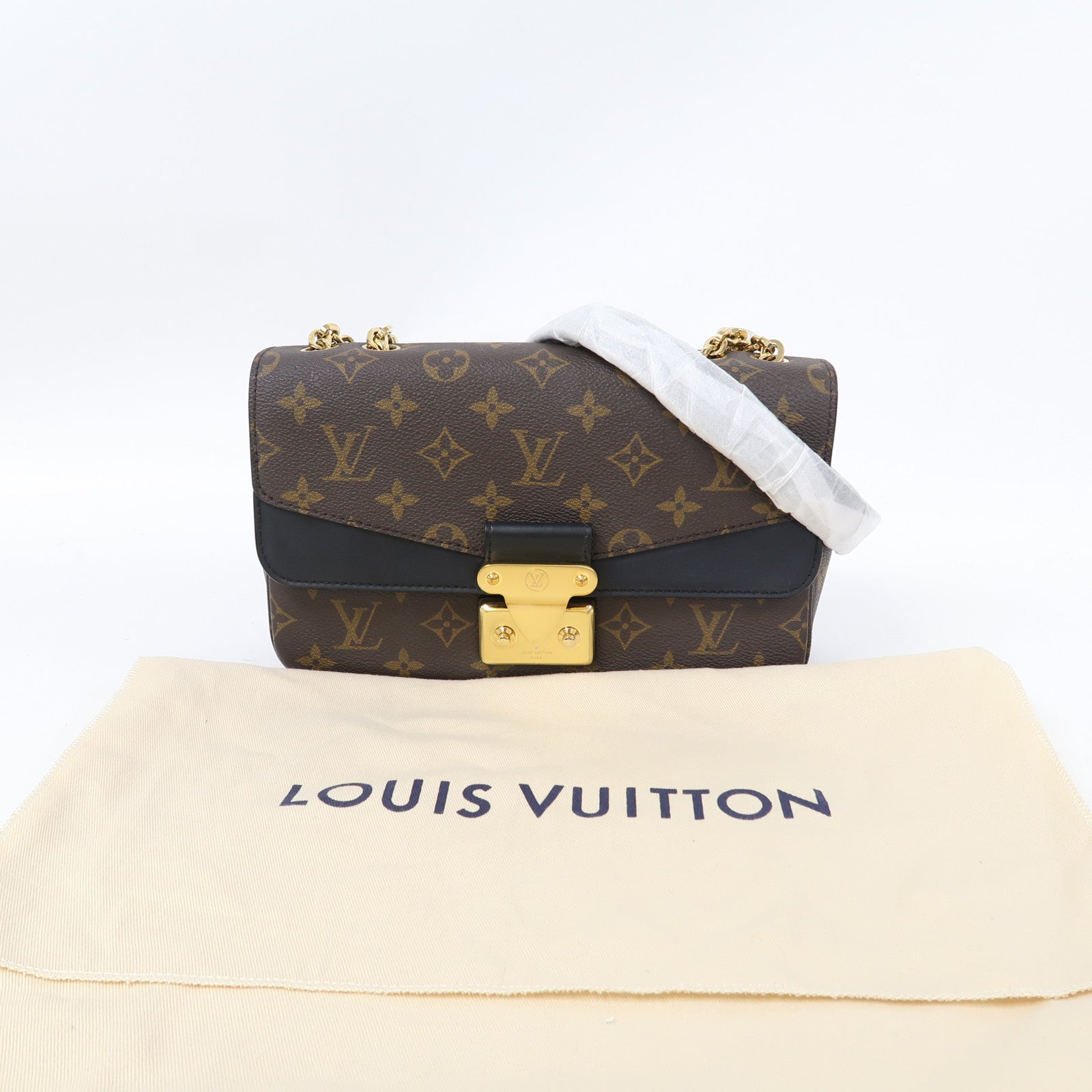 LOUIS VUITTON Monogram Marceau金扣鏈帶肩背袋啡色