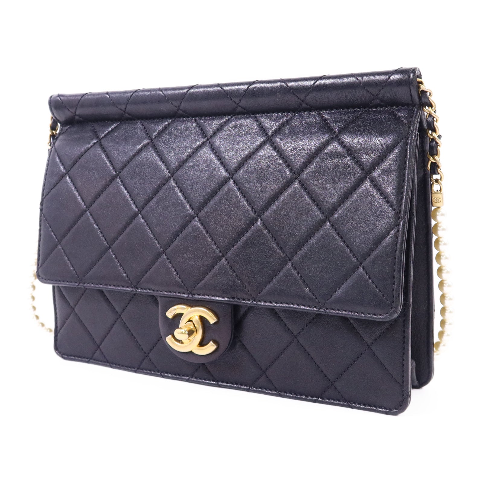 CHANEL 牛皮皮革Shoulder Bag金扣鏈帶肩背袋