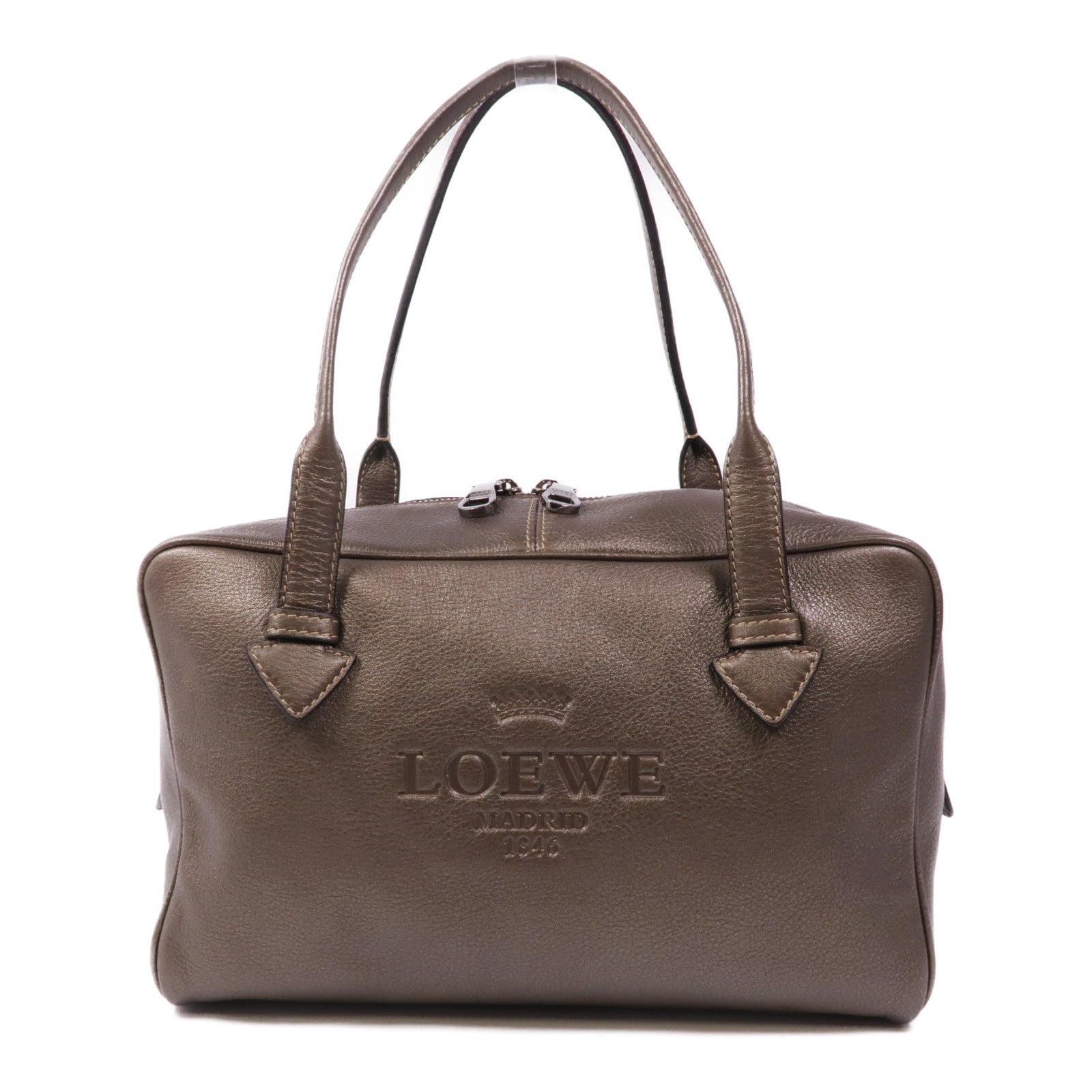 LOEWE 牛皮皮革Handbag銀扣手挽袋
