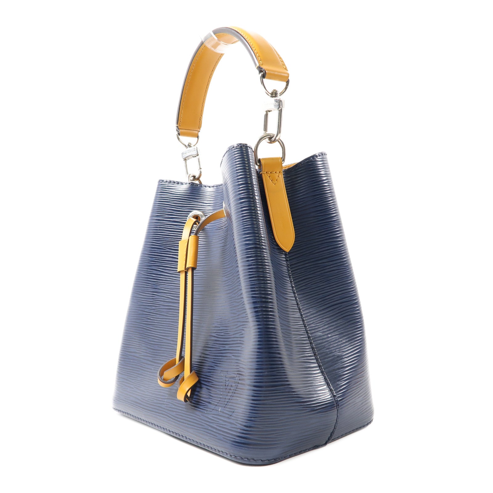 LOUIS VUITTON Epi Neo Noe BB銀扣手挽肩背兩用袋深藍色/黃色