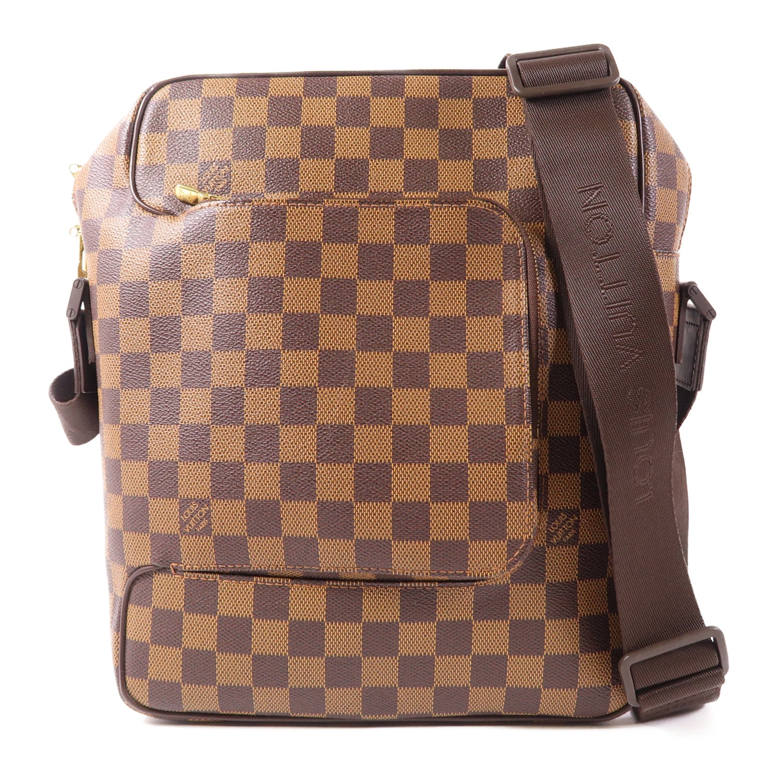 LOUIS VUITTON Damier Olaf MM金扣肩背袋棕色