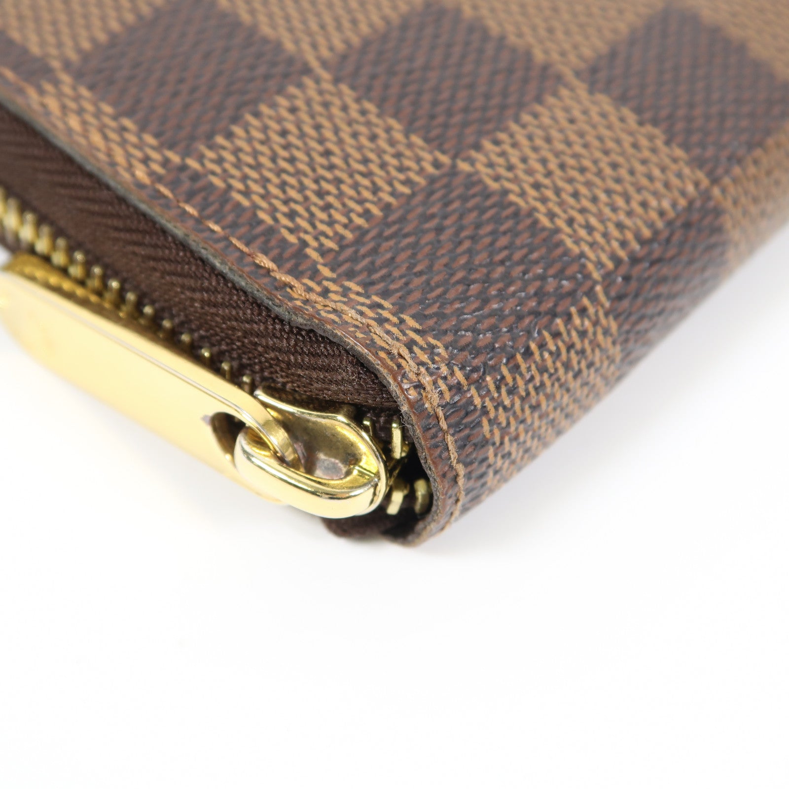 LOUIS VUITTON Damier Zipper Wallet金扣長錢包啡色