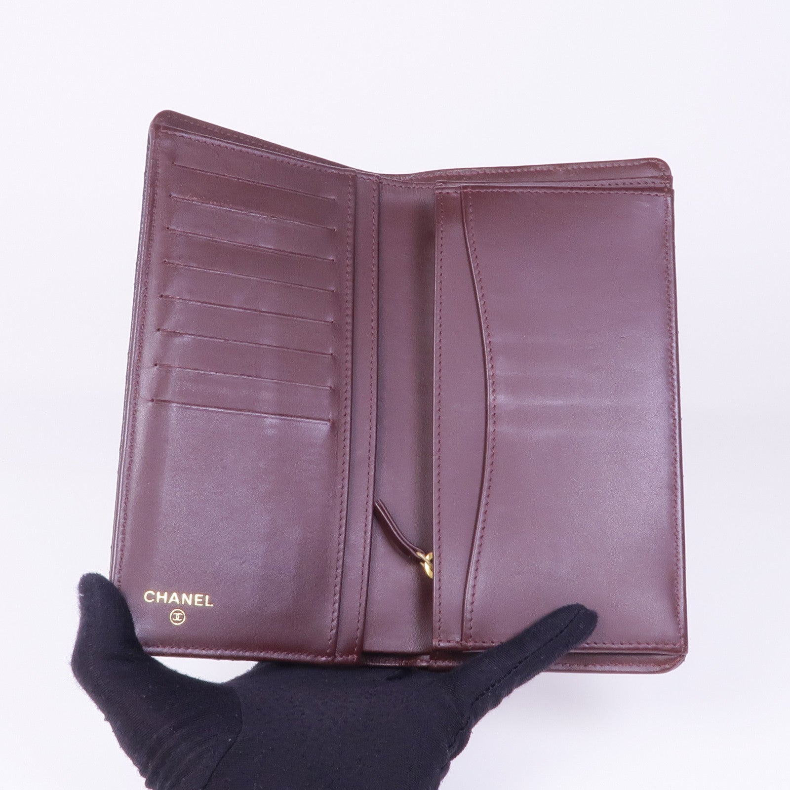 CHANEL 牛皮皮革Long Wallet金扣長錢包