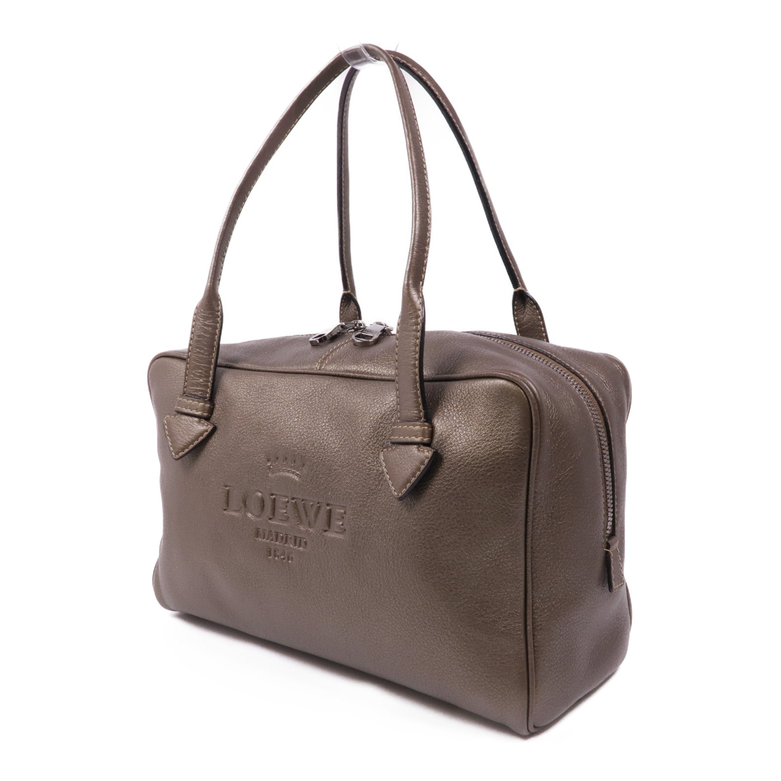 LOEWE 牛皮皮革Handbag銀扣手挽袋