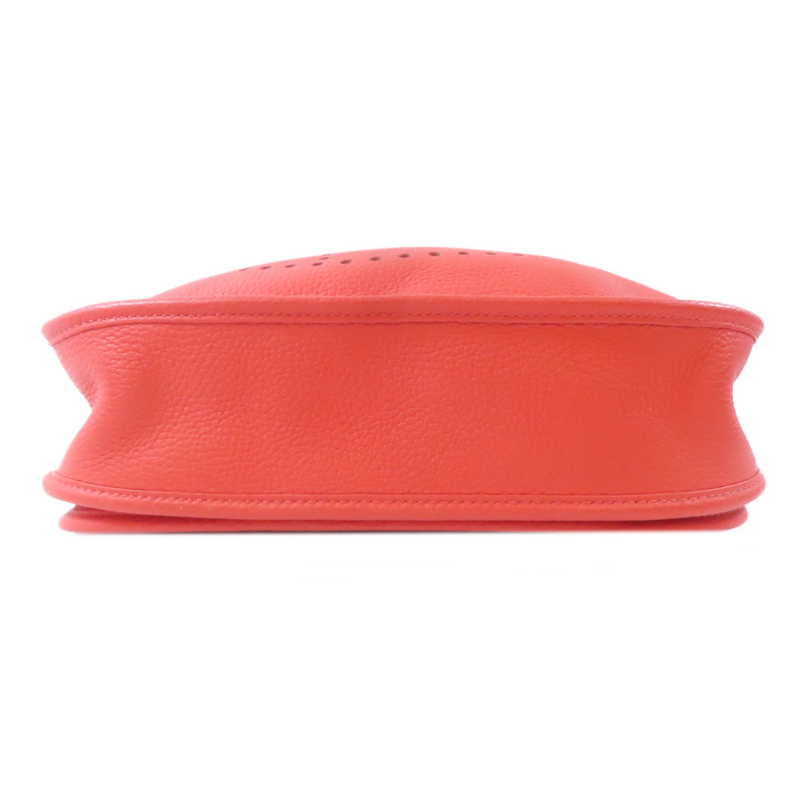 HERMES Clemence皮革Evelyne PM銀扣肩背袋Orange/橙色