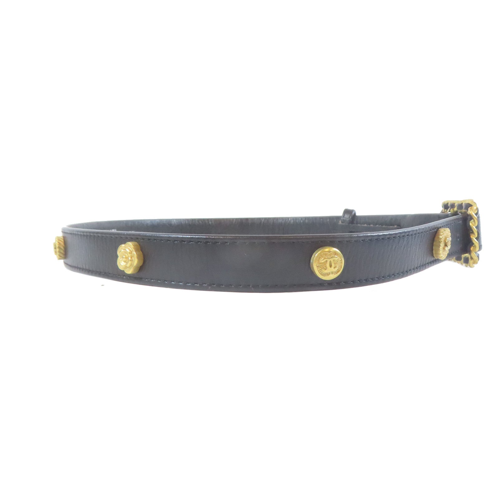 CHANEL 【激減優惠】金屬/羊皮皮革Belt皮帶黑色