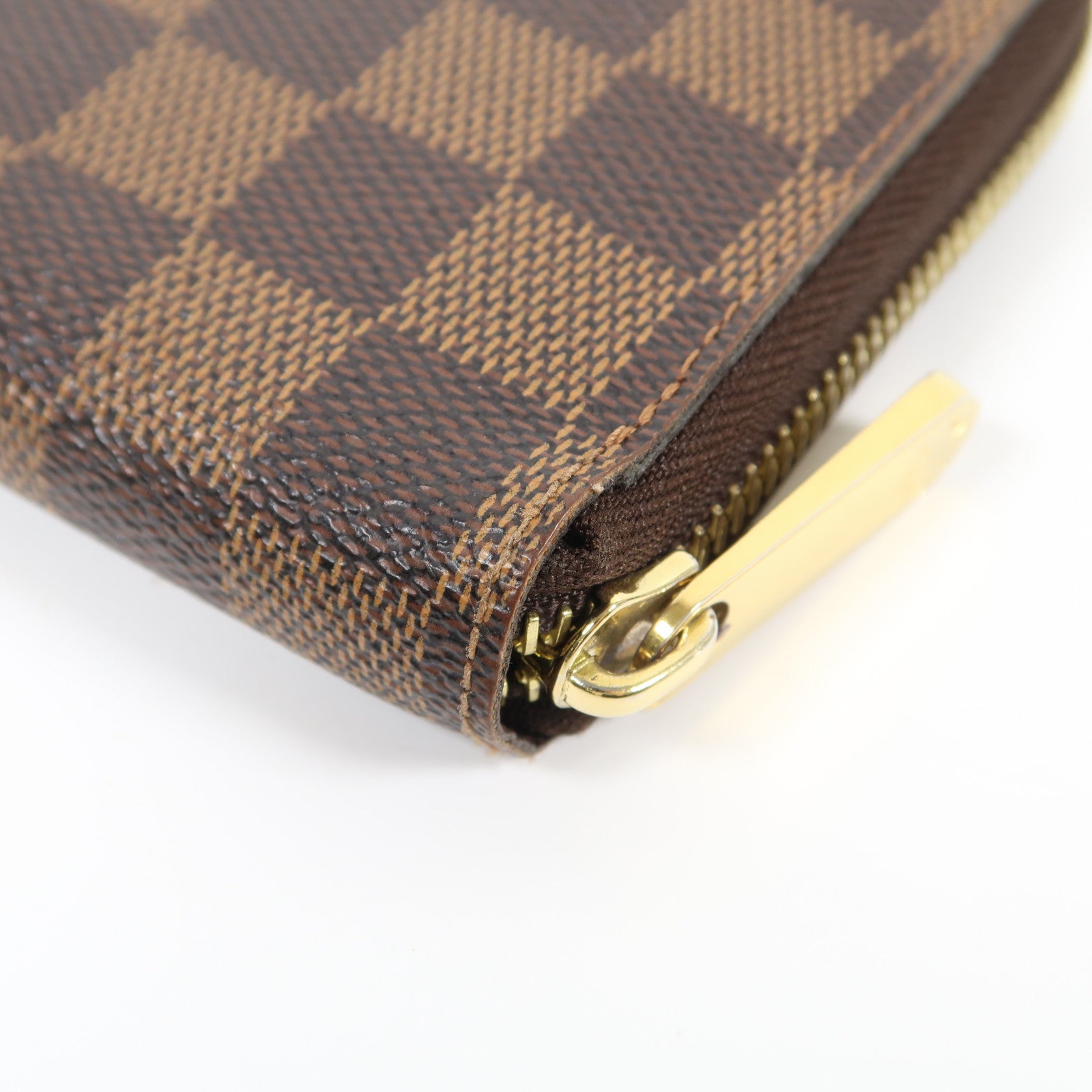 LOUIS VUITTON Damier Zipper Wallet金扣長錢包啡色