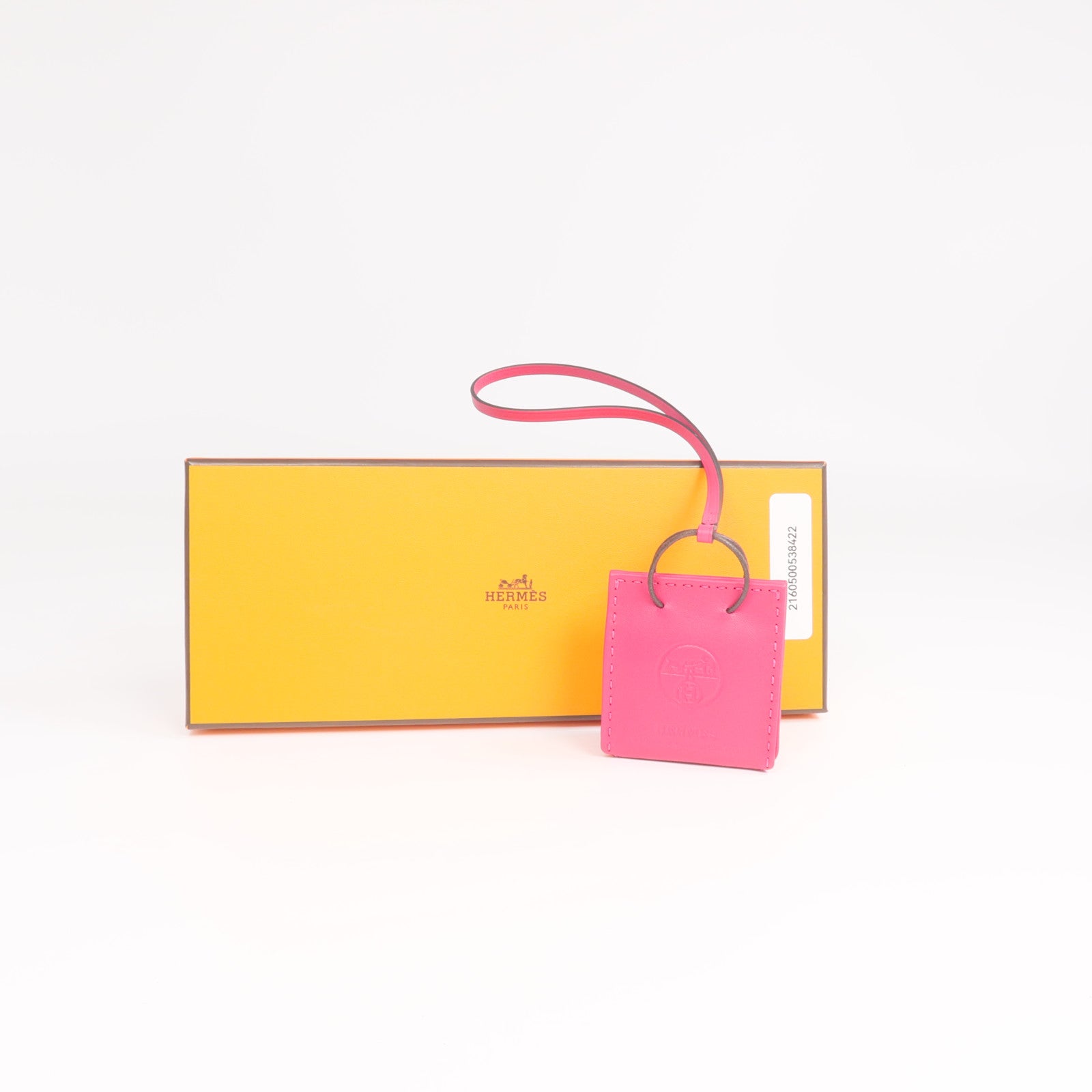 HERMES Milo皮革/Swift皮革Orange Bag Charm掛飾Rose Mexico