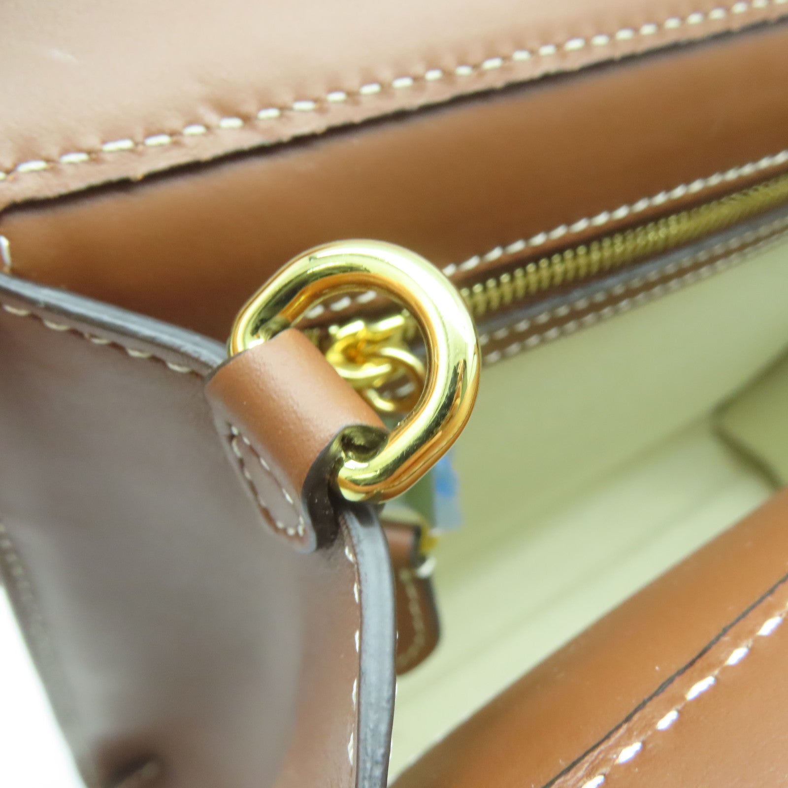 BURBERRY 皮革/帆布2 Way Shoulder Bag金扣手挽肩背兩用袋啡色/米色