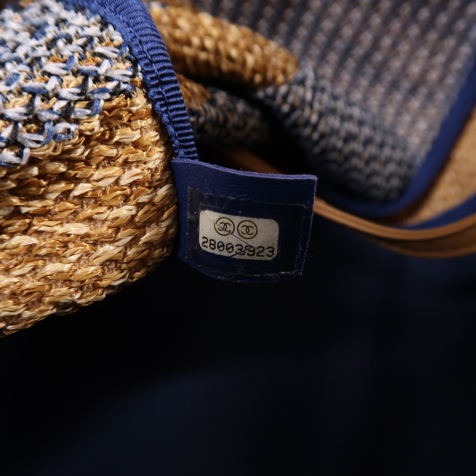 CHANEL 織物Tote Bag銀扣手挽肩背兩用袋