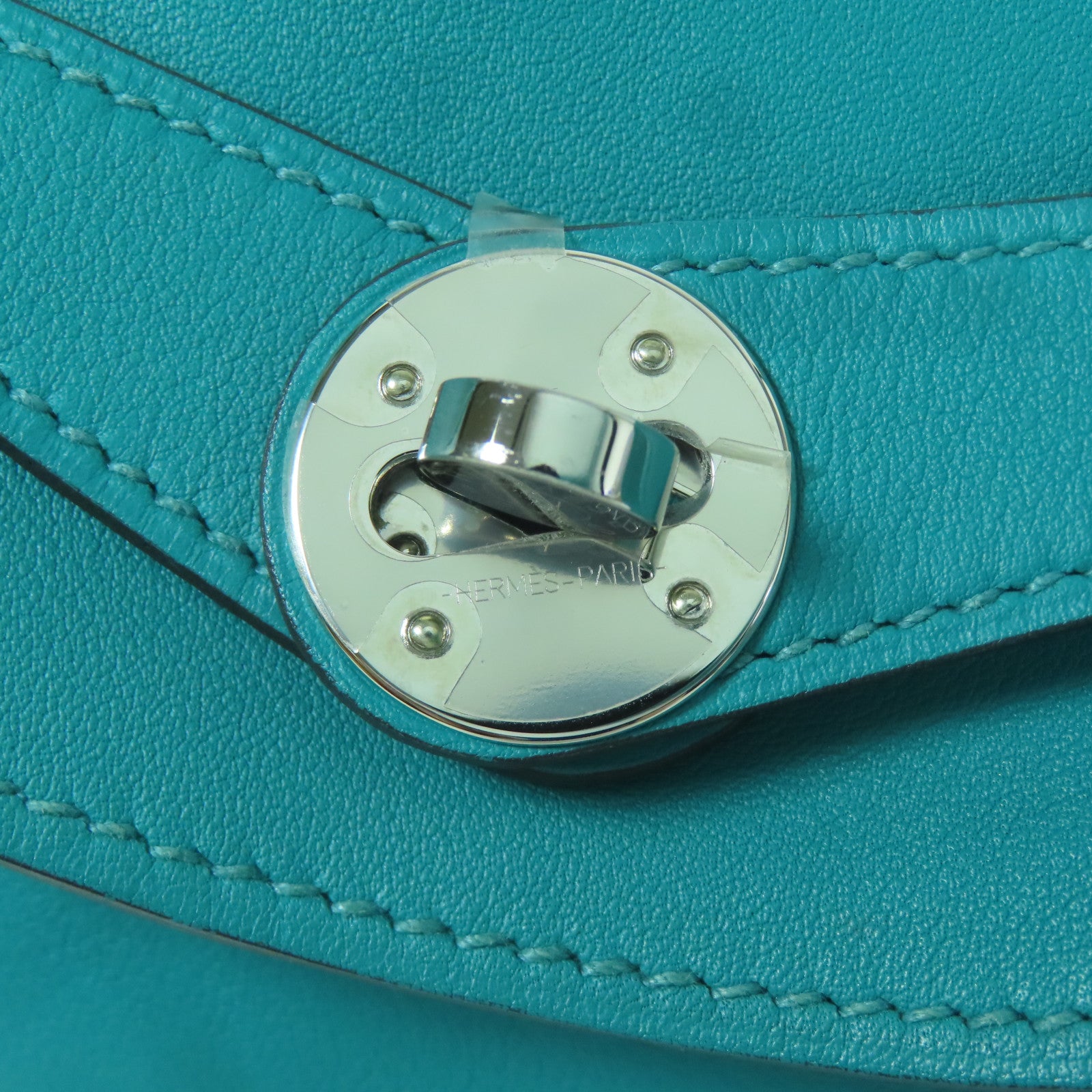 HERMES Swift皮革Lindy 30銀扣肩背袋Blue Lagoon