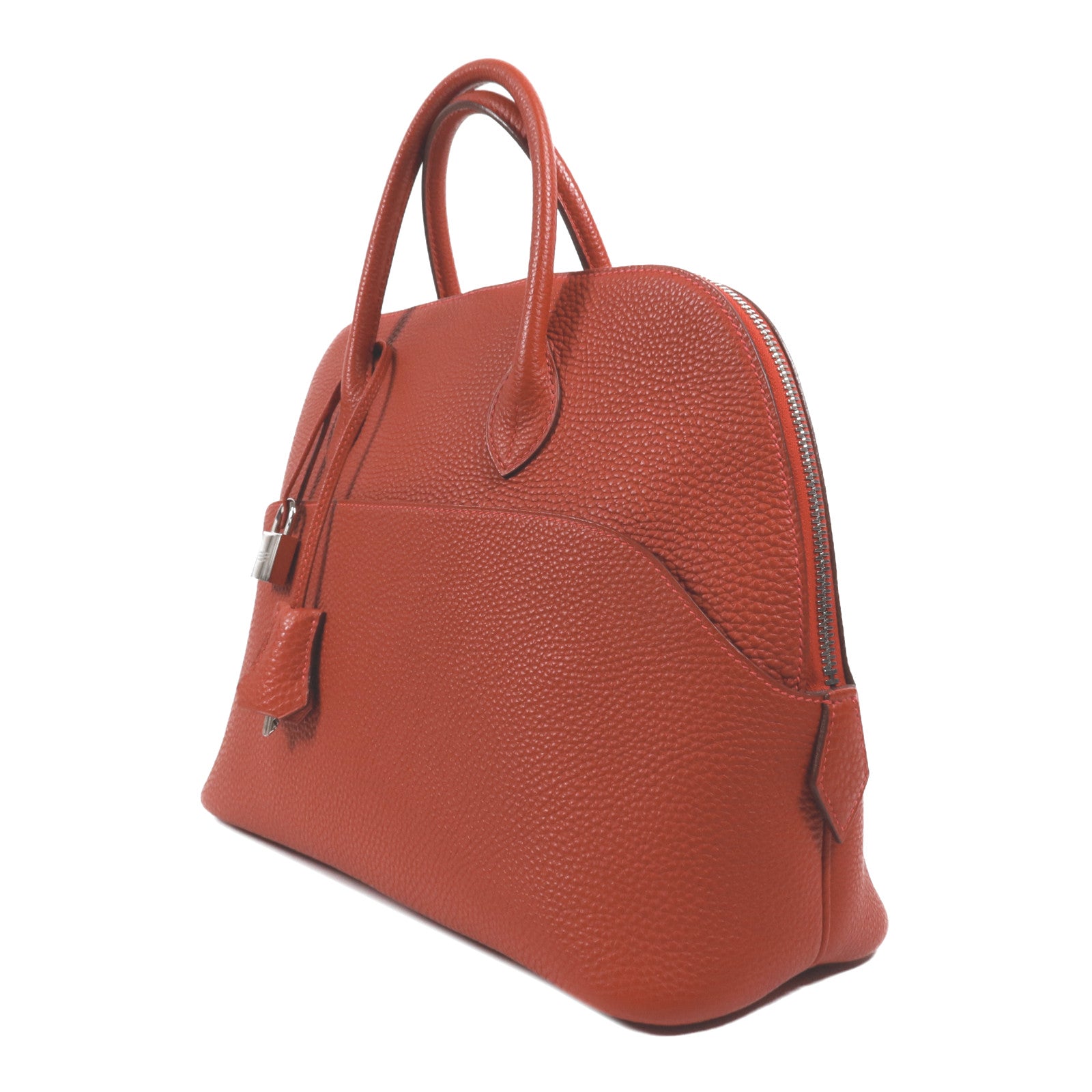 HERMES Togo皮革Bolide 1923 30銀扣手挽袋Rouge Garance