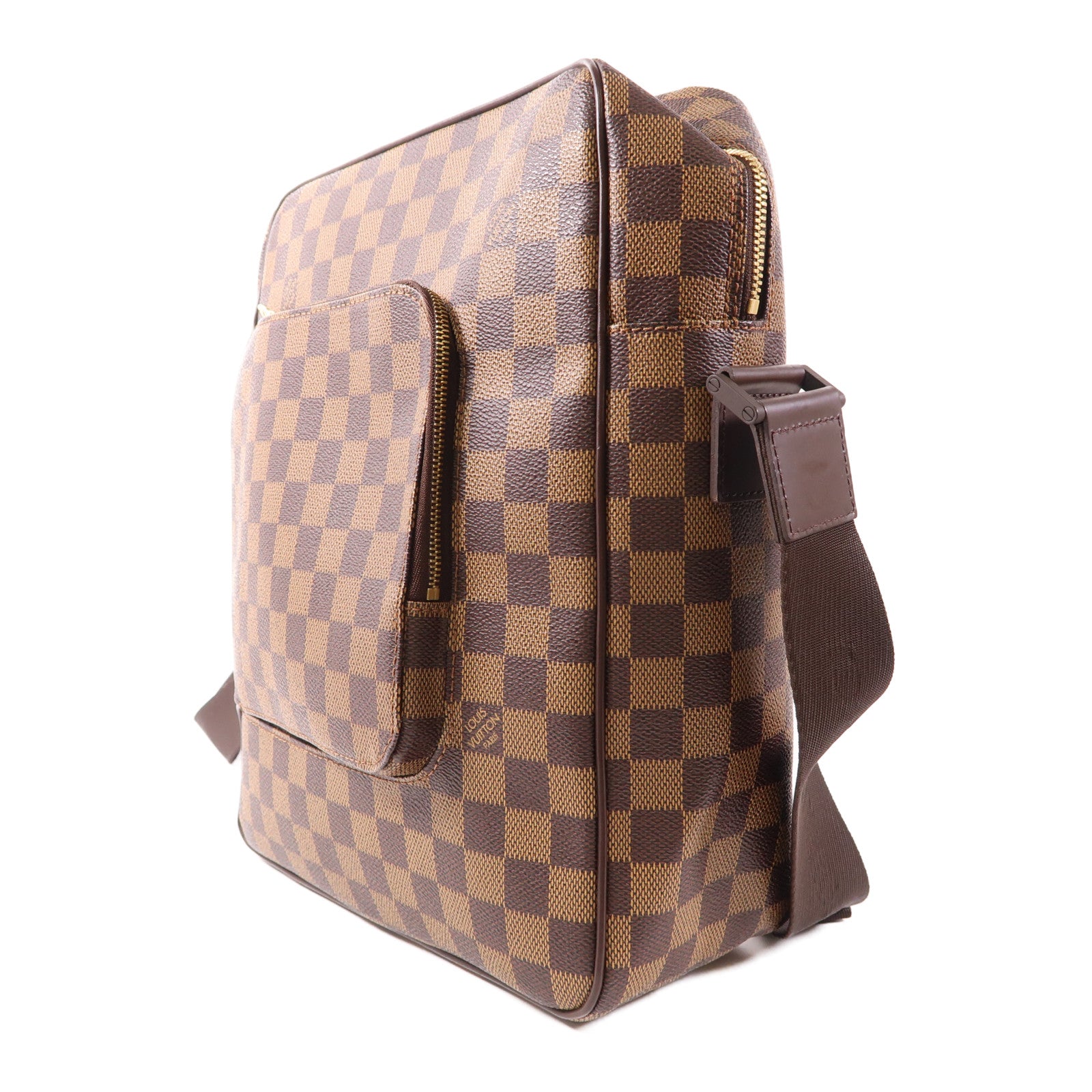 LOUIS VUITTON Damier Olaf MM金扣肩背袋棕色