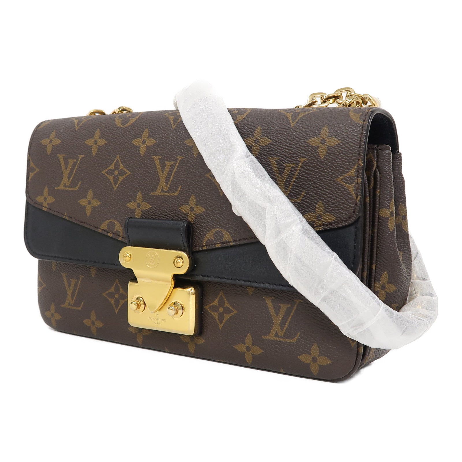 LOUIS VUITTON Monogram Marceau金扣鏈帶肩背袋啡色