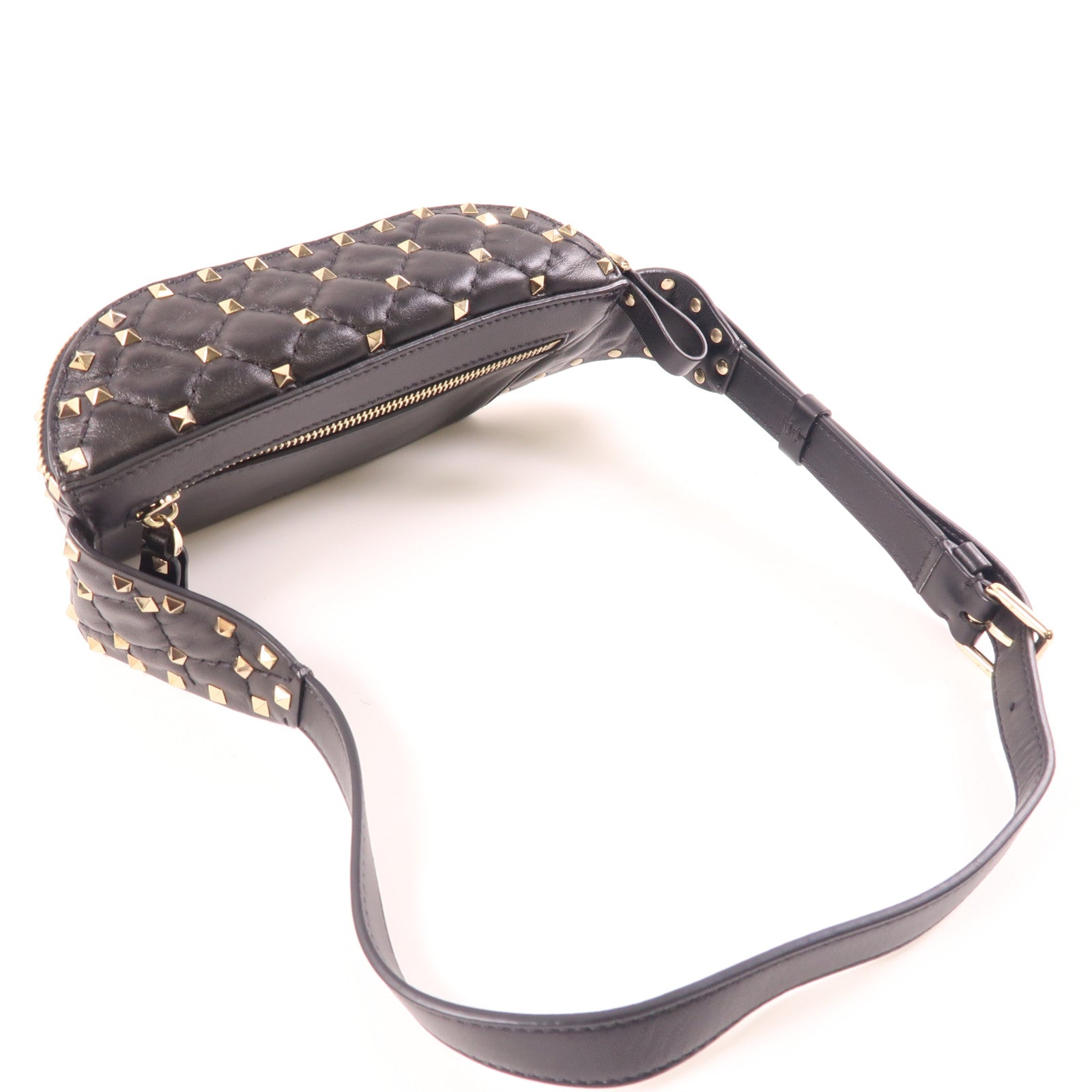 Valentino 牛皮皮革Waist Bag金扣腰包黑色