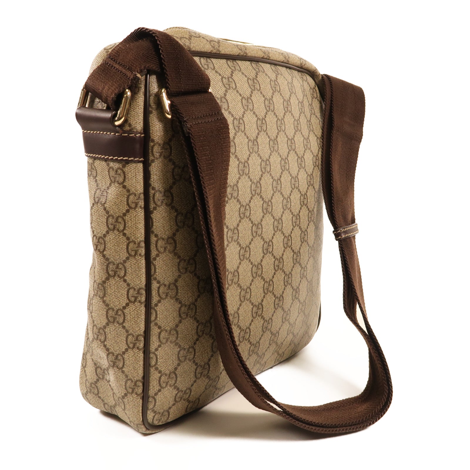GUCCI 塗層帆布Shoulder Bag金扣肩背袋