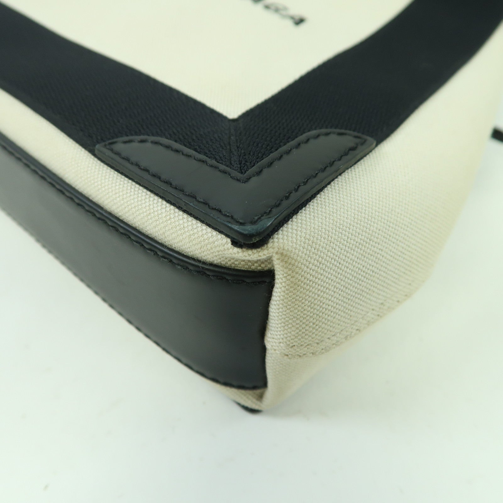 BALENCIAGA 帆布Cabas XS銀扣手挽肩背兩用袋黑色/白色
