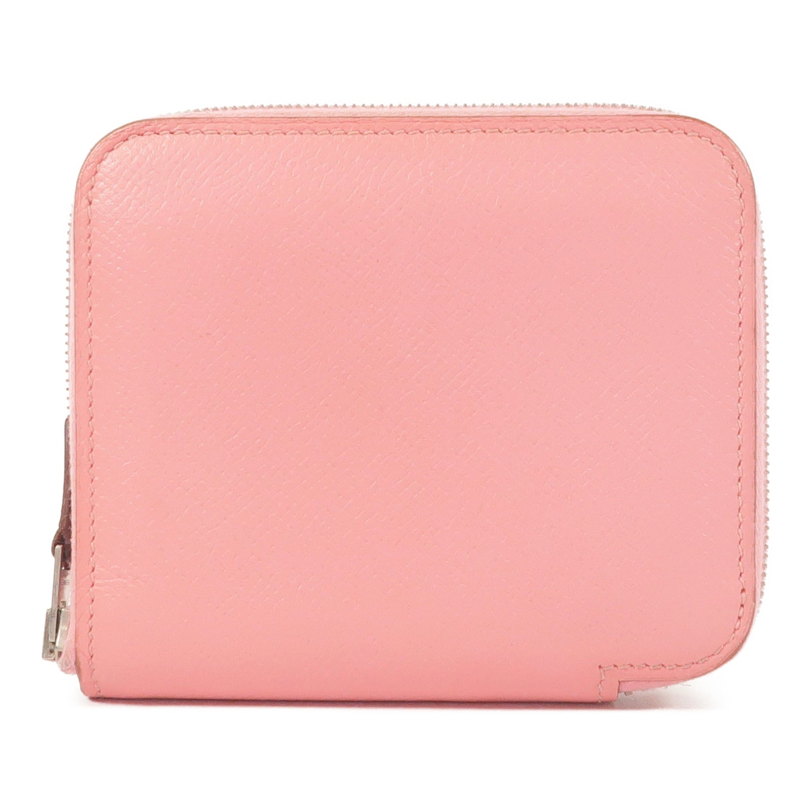 HERMES Epsom皮革/絲質Silk In Compact錢包Rose Azalee