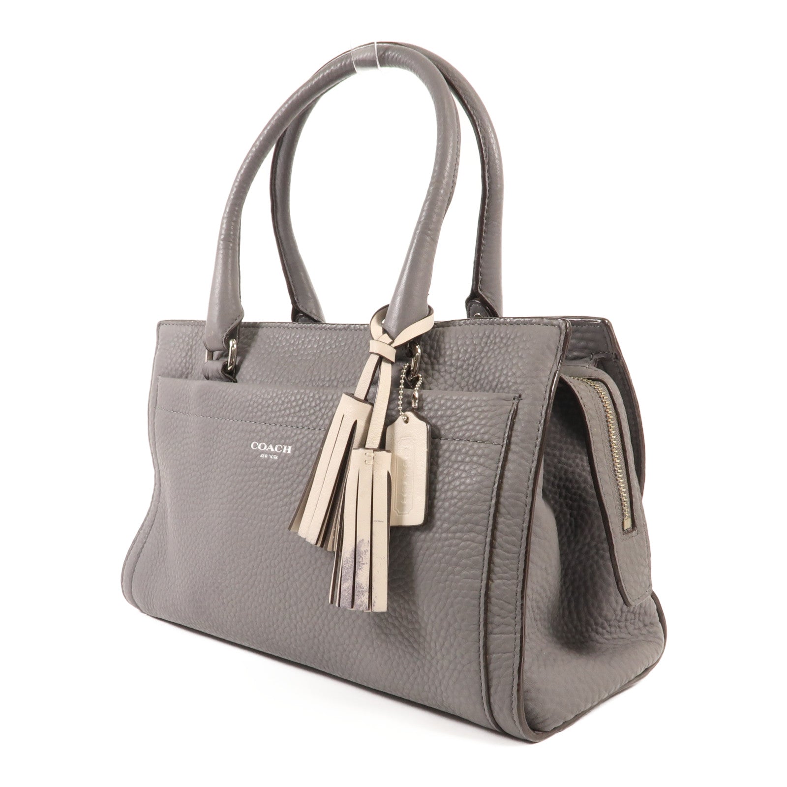 COACH 牛皮皮革Shoulder Bag銀扣肩背袋