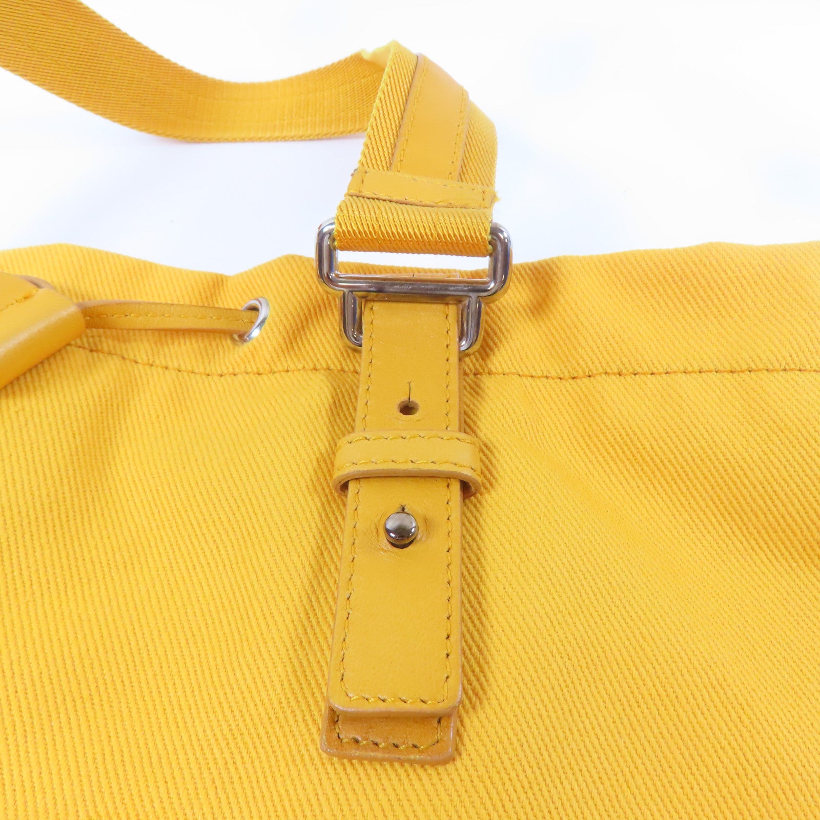 YVES SAINT LAURENT 帆布Tote Bag銀扣手挽袋黃色