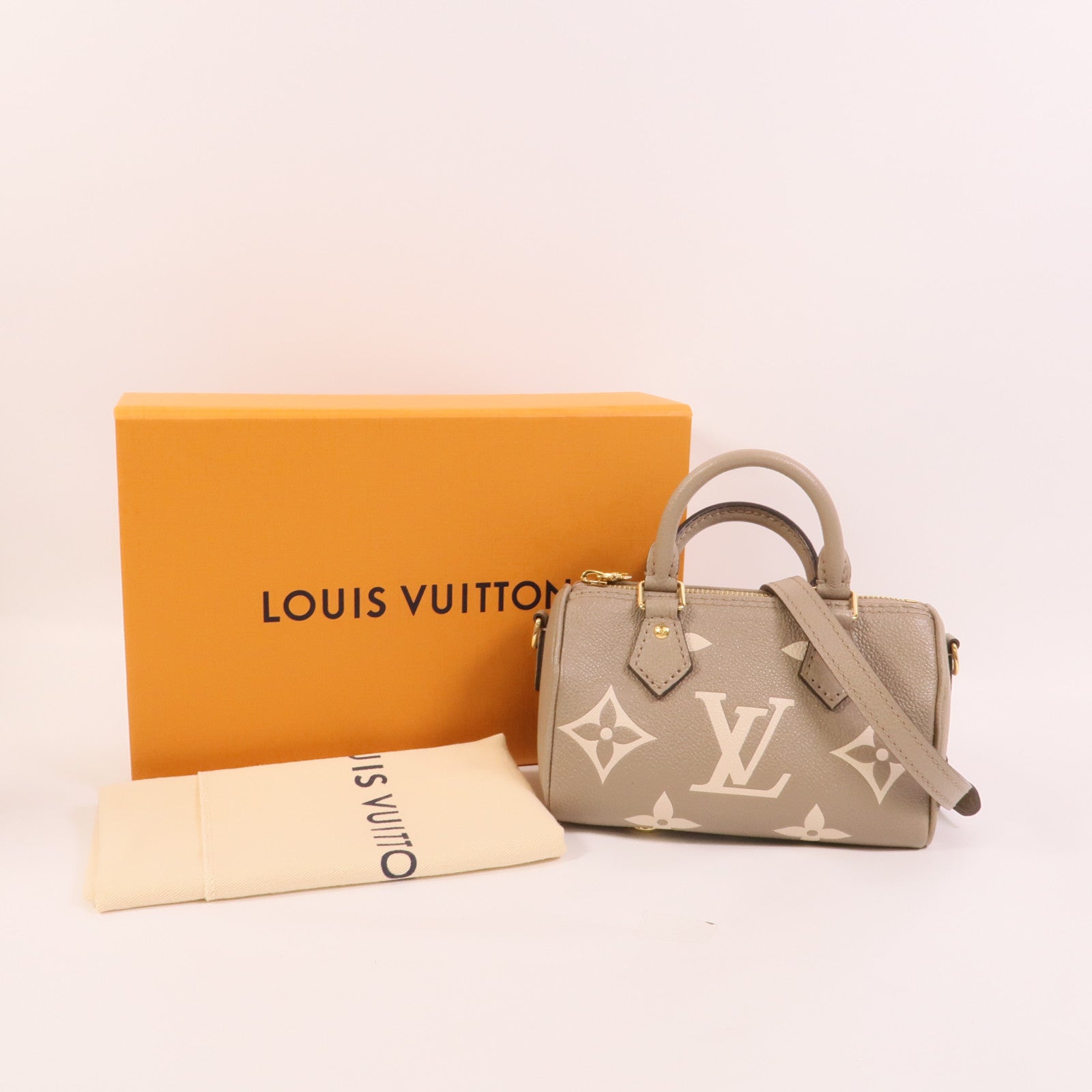 LOUIS VUITTON Monogram Empreinte Nano Speedy金扣手挽肩背兩用袋