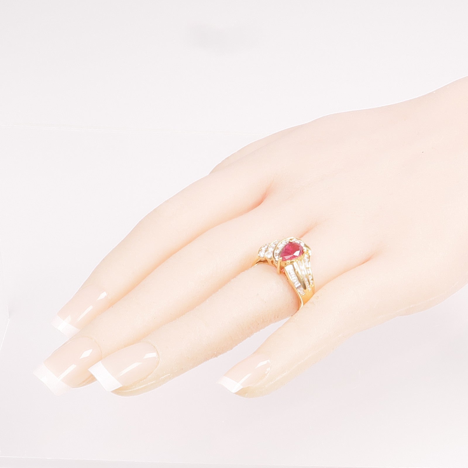 JEWELRY 【激減優惠】18K黃金Ruby Diamond Ring紅寶石/鑽石戒指US#6.75