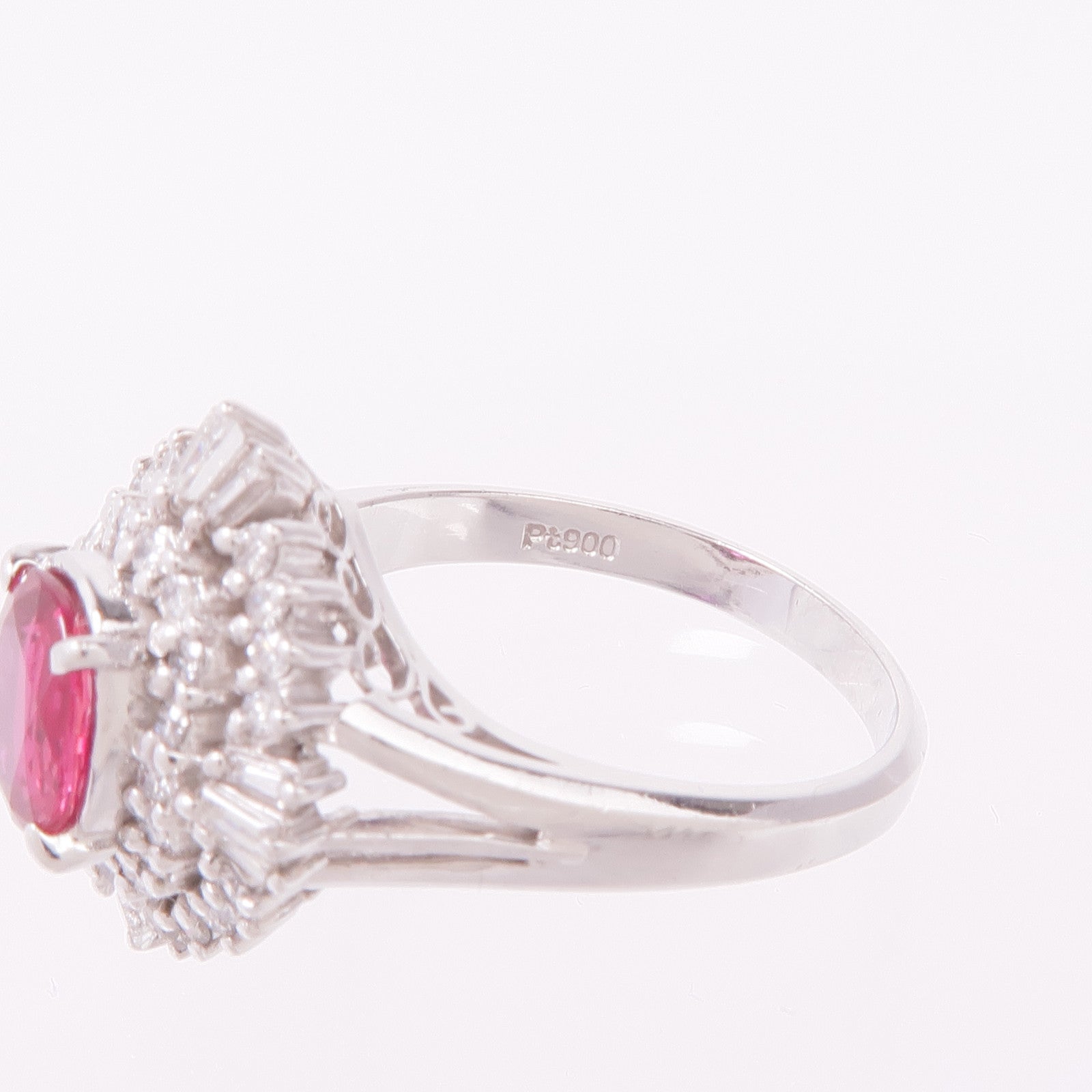 JEWELRY 【激減優惠】PT900鉑金Ruby Diamond Ring紅寶石/鑽石戒指US#6