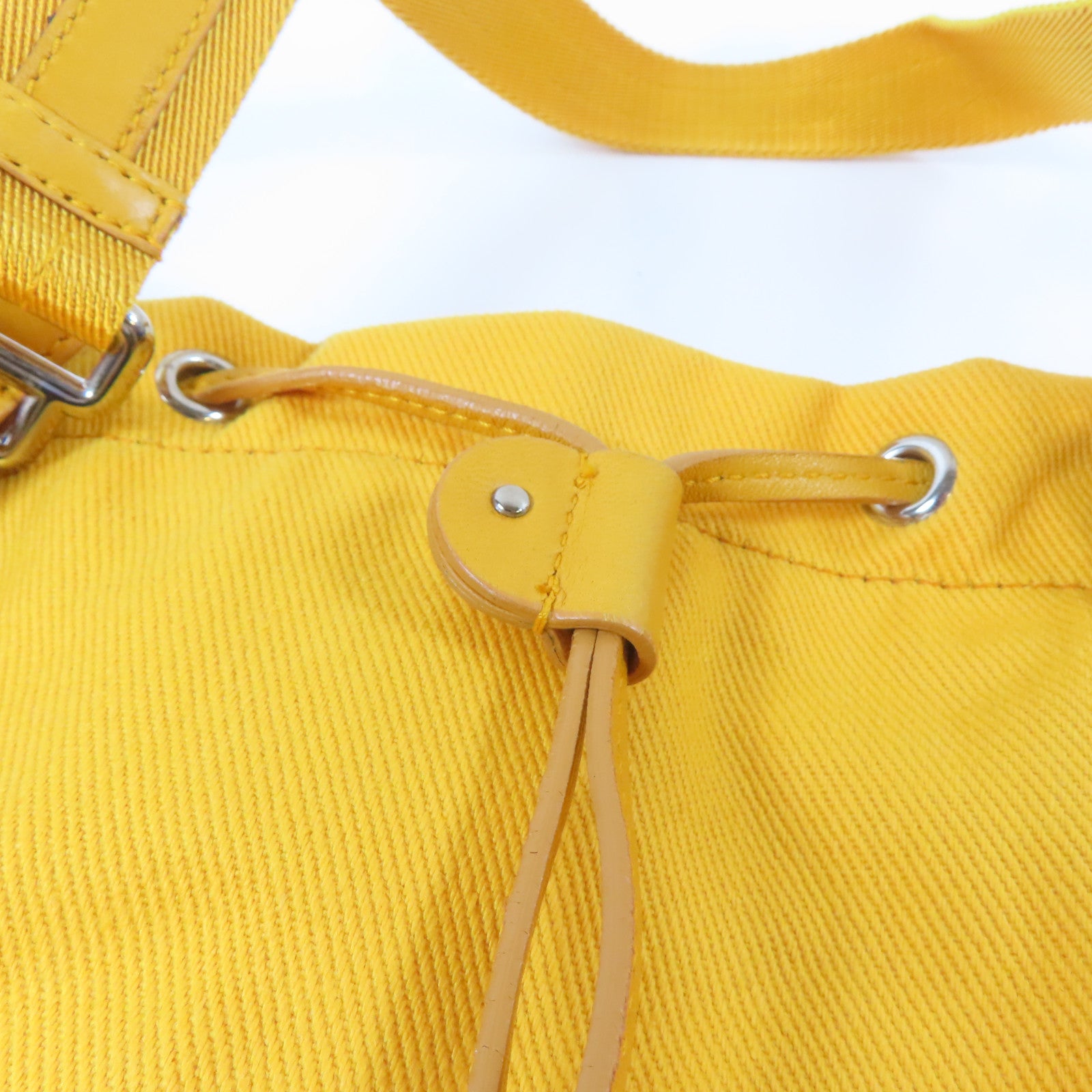 YVES SAINT LAURENT 帆布Tote Bag銀扣手挽袋黃色
