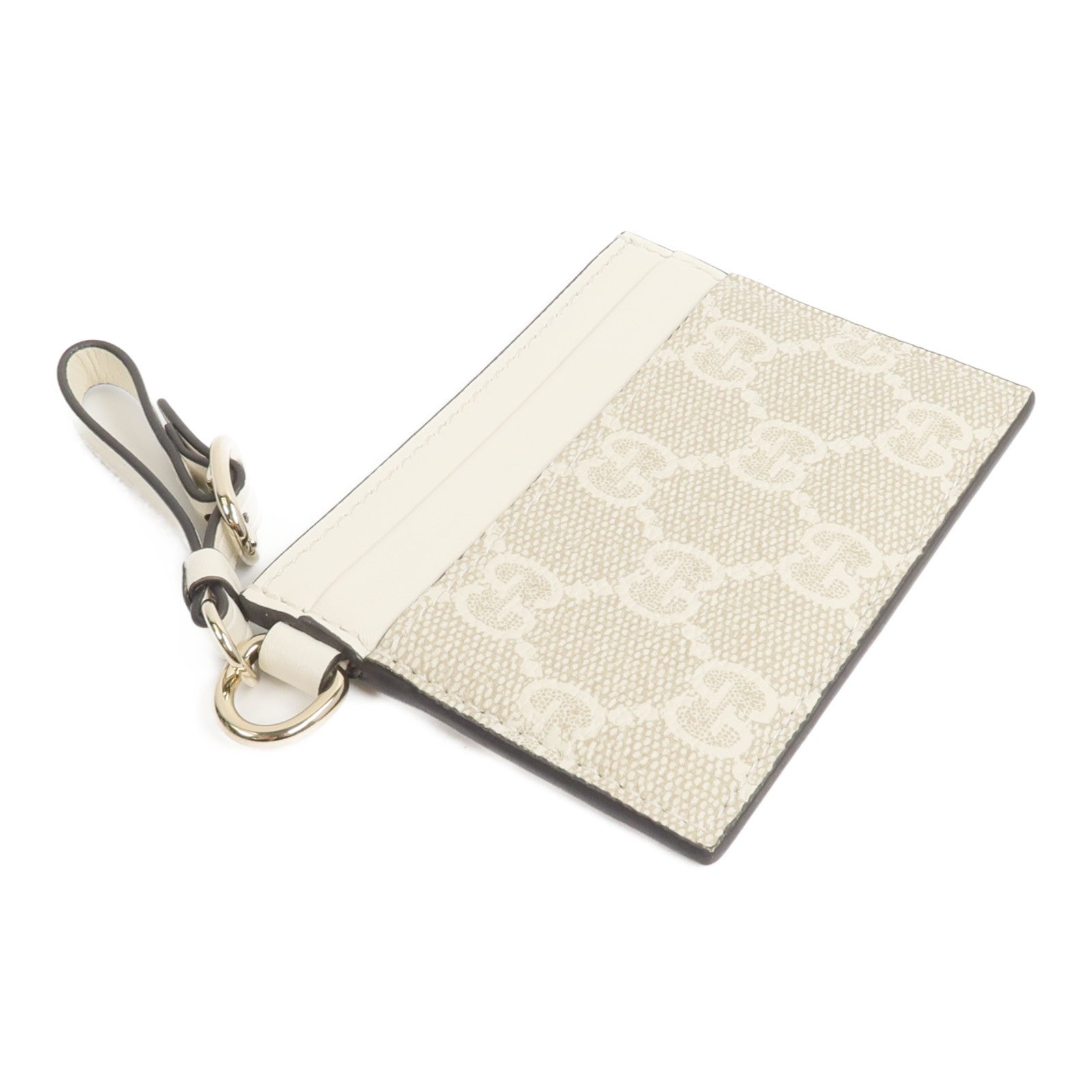 GUCCI 塗層帆布/皮革GG Emblem Card Case with Strap卡片套