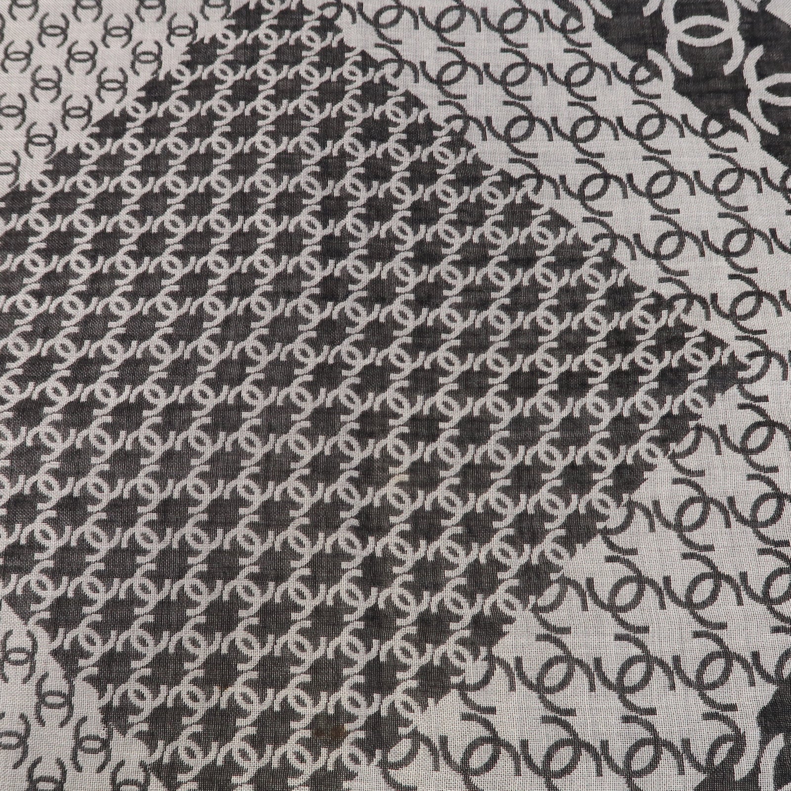 CHANEL 【激減優惠】絲質/羊絨Scarf圍巾黑色/白色