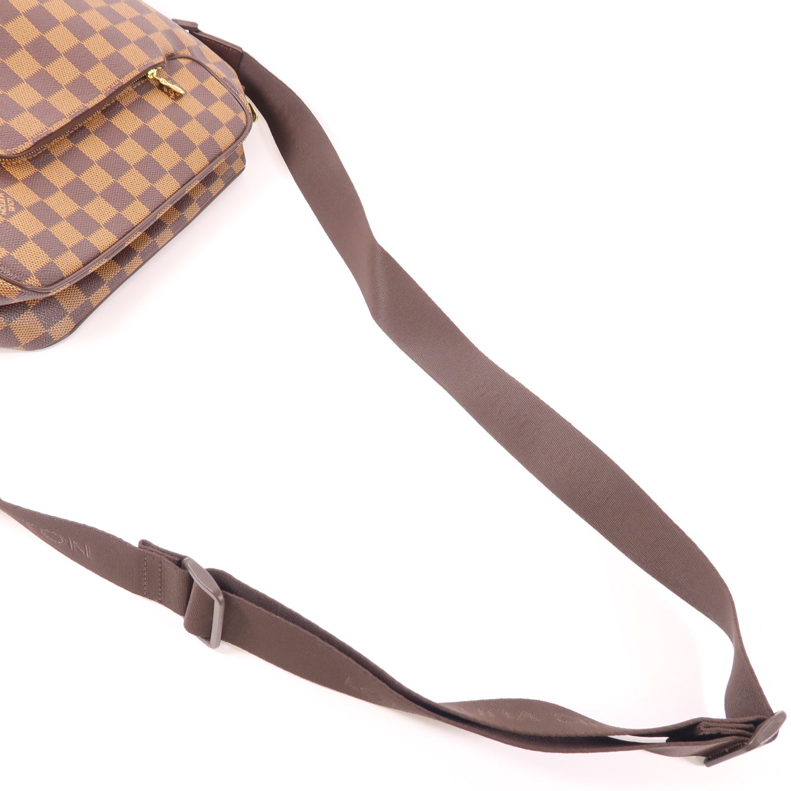 LOUIS VUITTON Damier Olaf MM金扣肩背袋棕色
