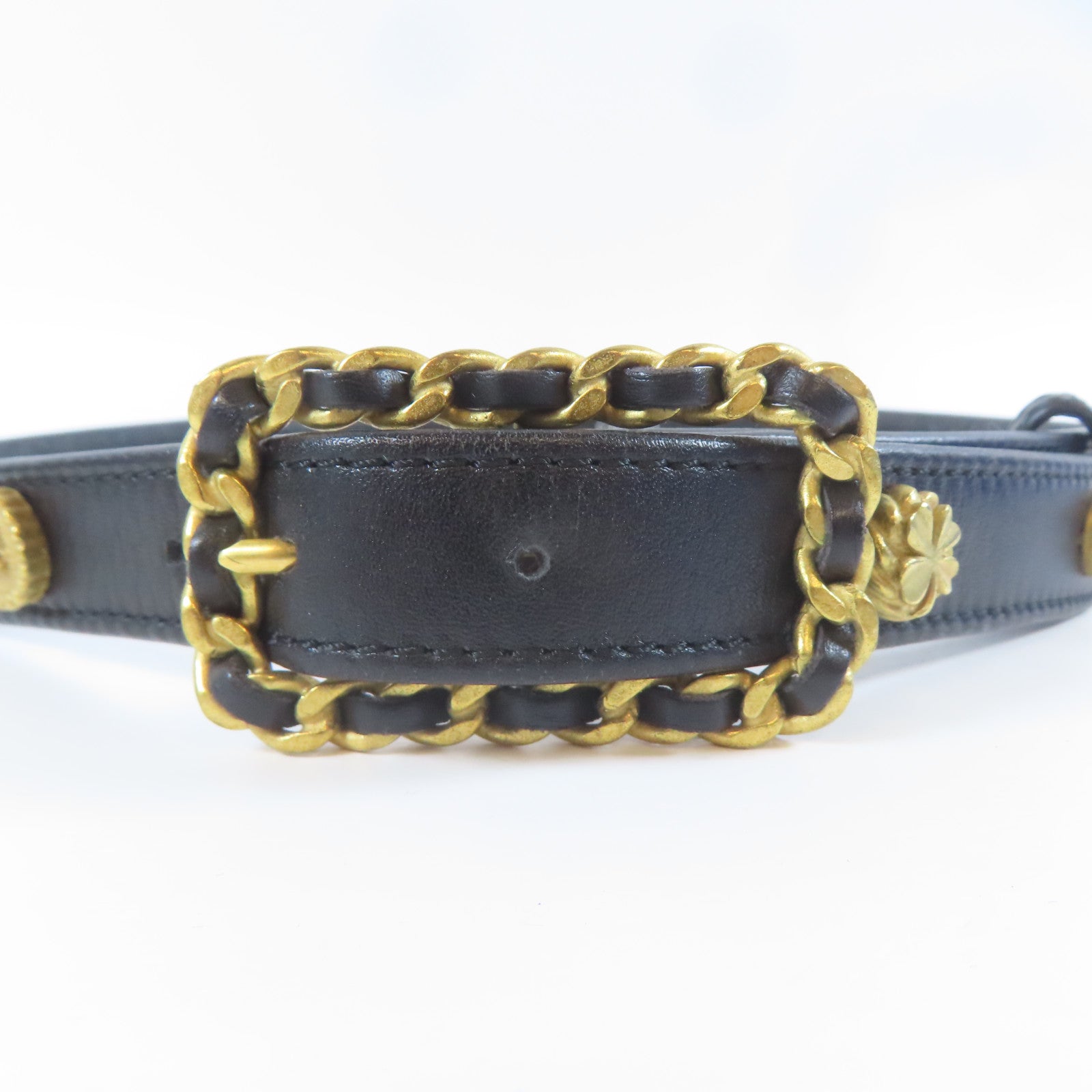 CHANEL 【激減優惠】金屬/羊皮皮革Belt皮帶黑色