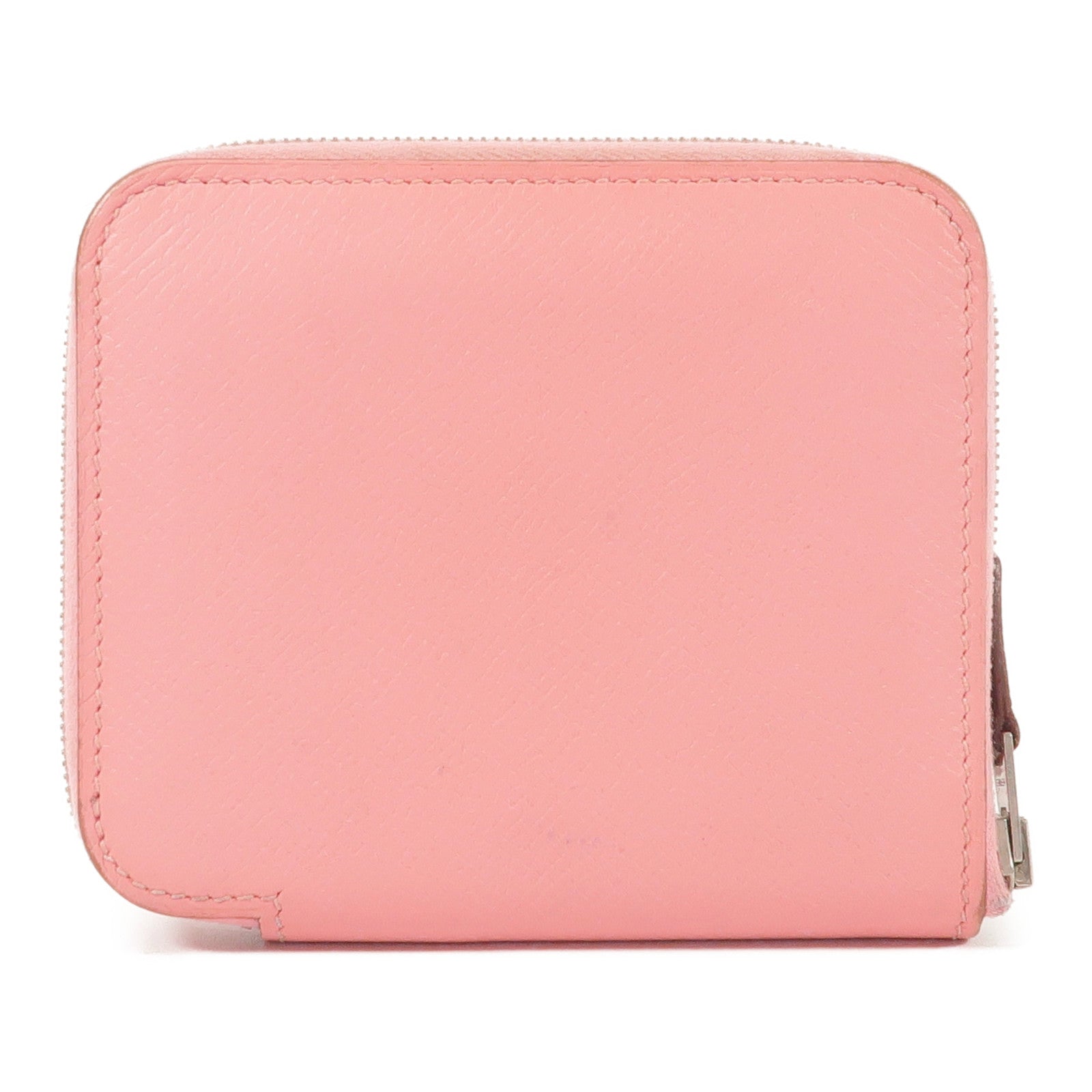 HERMES Epsom皮革/絲質Silk In Compact錢包Rose Azalee