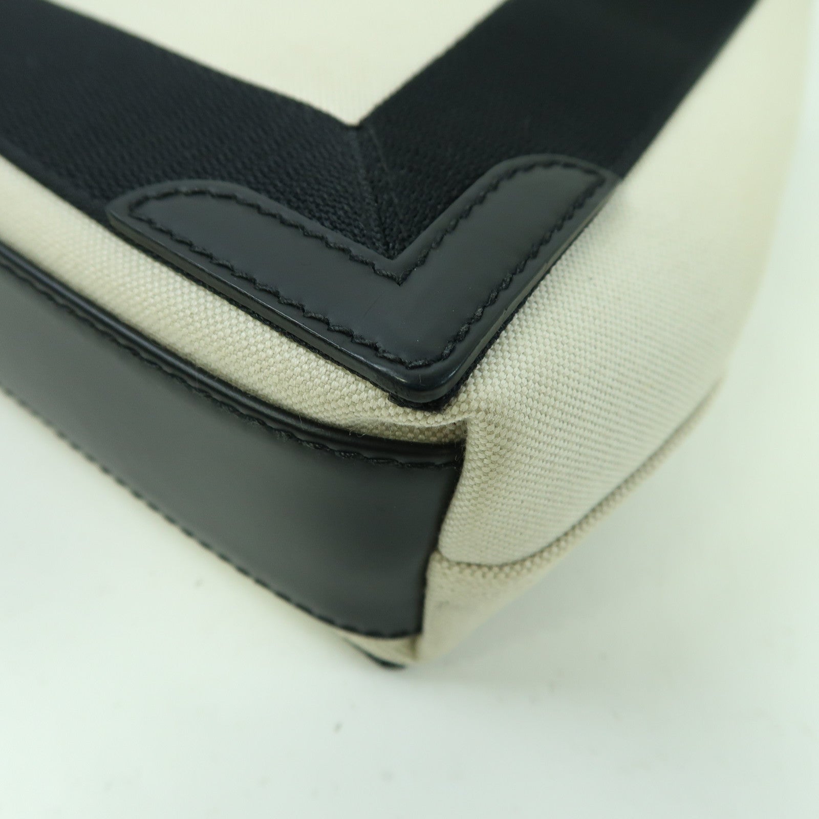 BALENCIAGA 帆布Cabas XS銀扣手挽肩背兩用袋黑色/白色