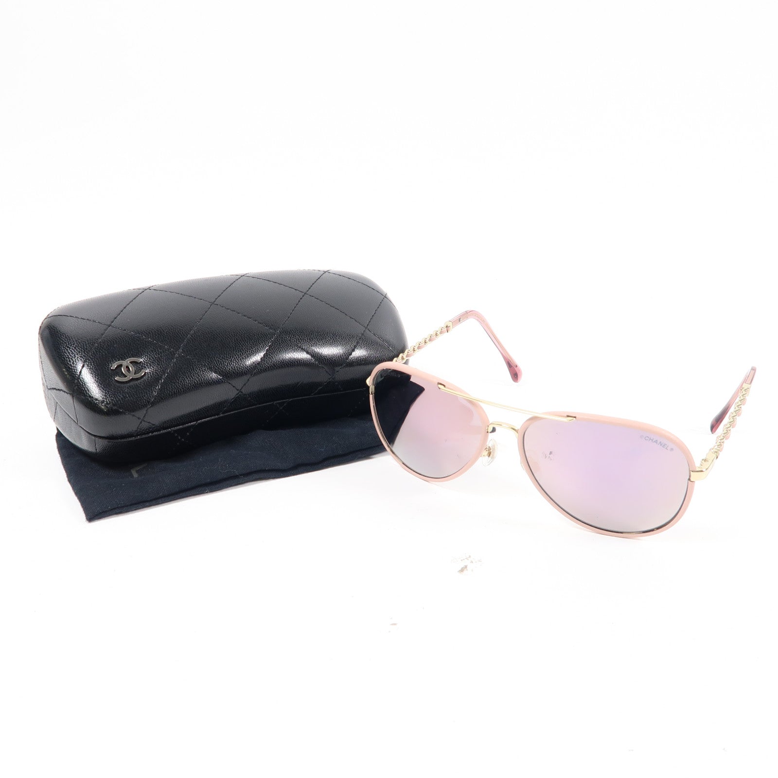 CHANEL 金屬Sunglass太陽眼鏡粉紅色