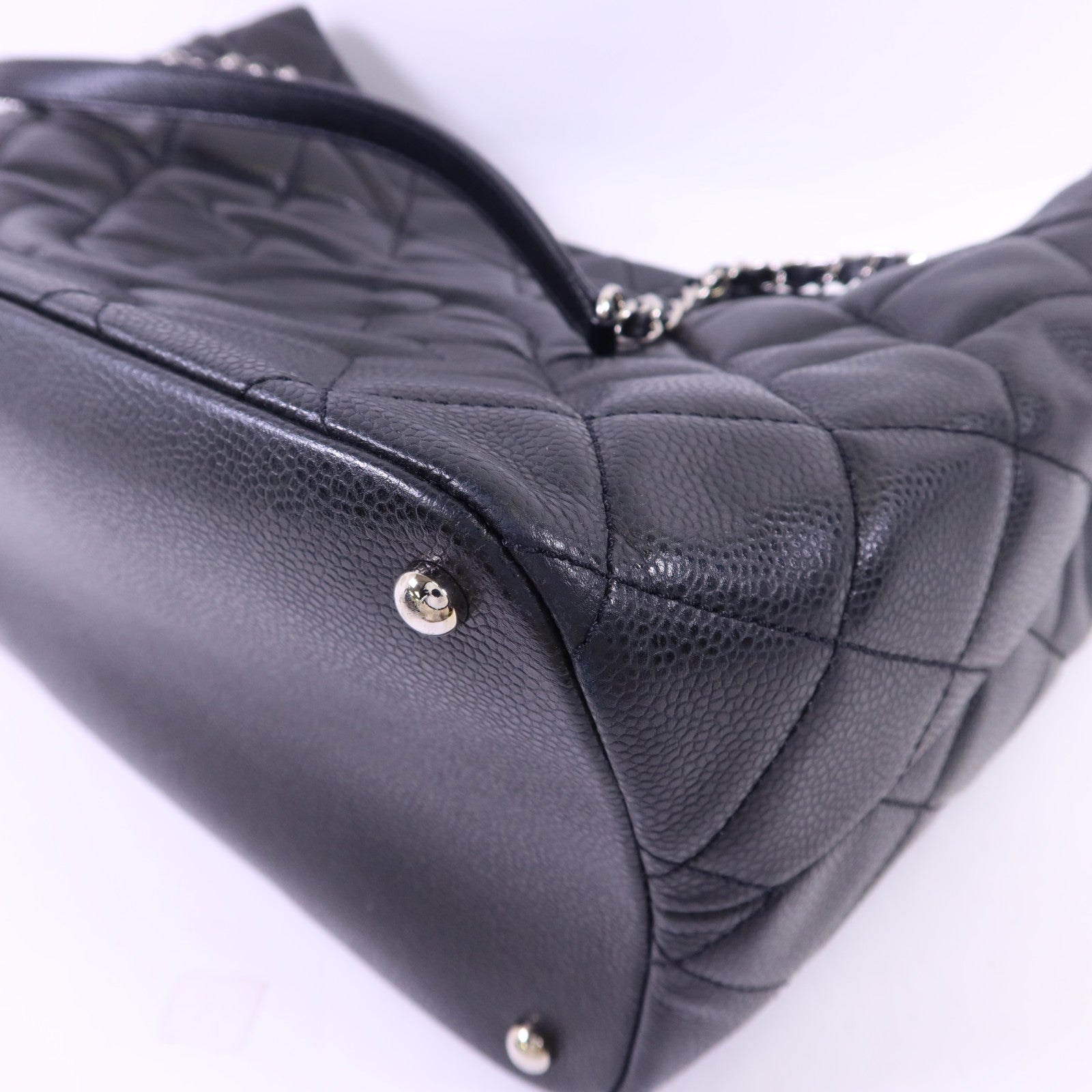 CHANEL 牛皮皮革Shoulder Bag銀扣鏈帶肩背袋