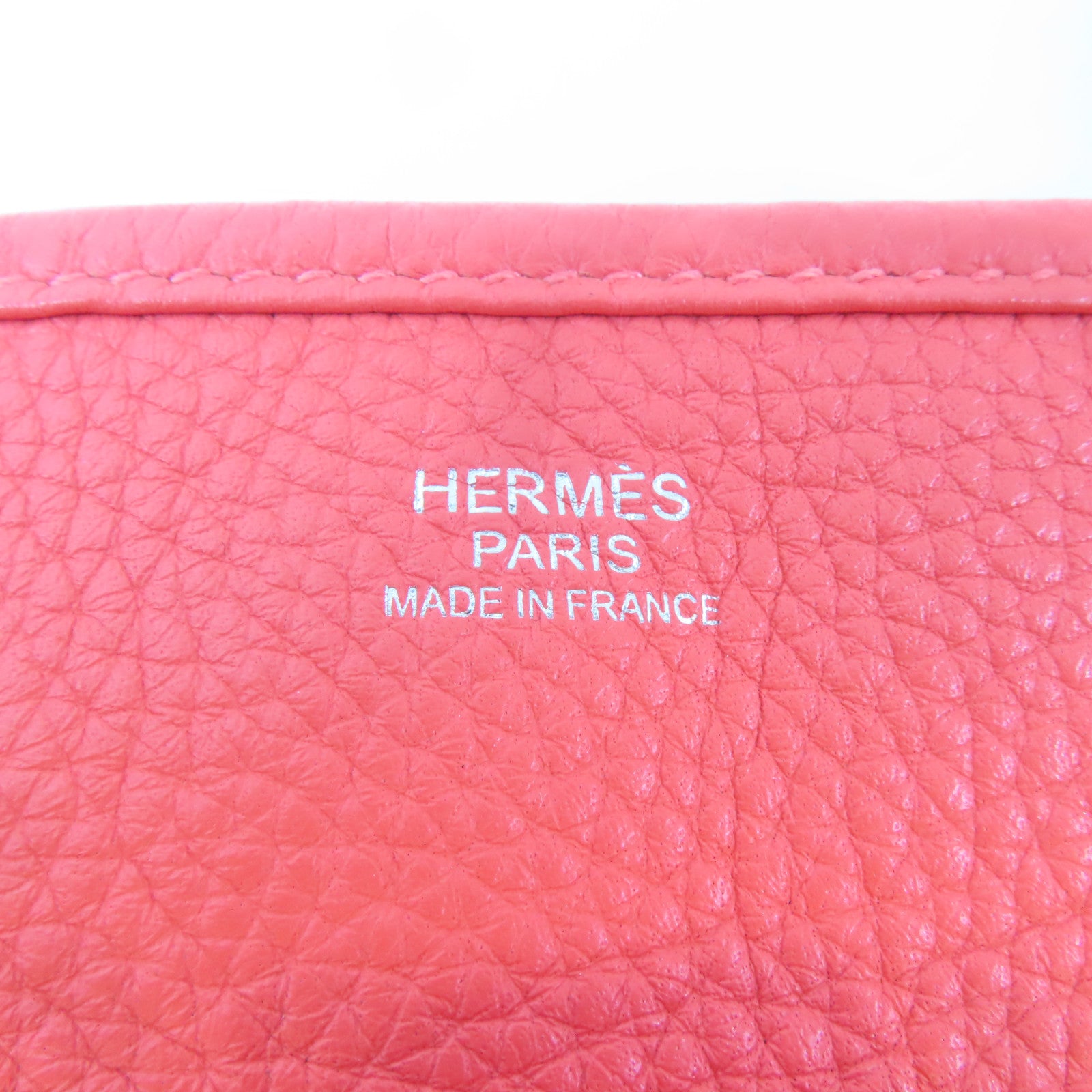 HERMES Clemence皮革Evelyne PM銀扣肩背袋Orange/橙色