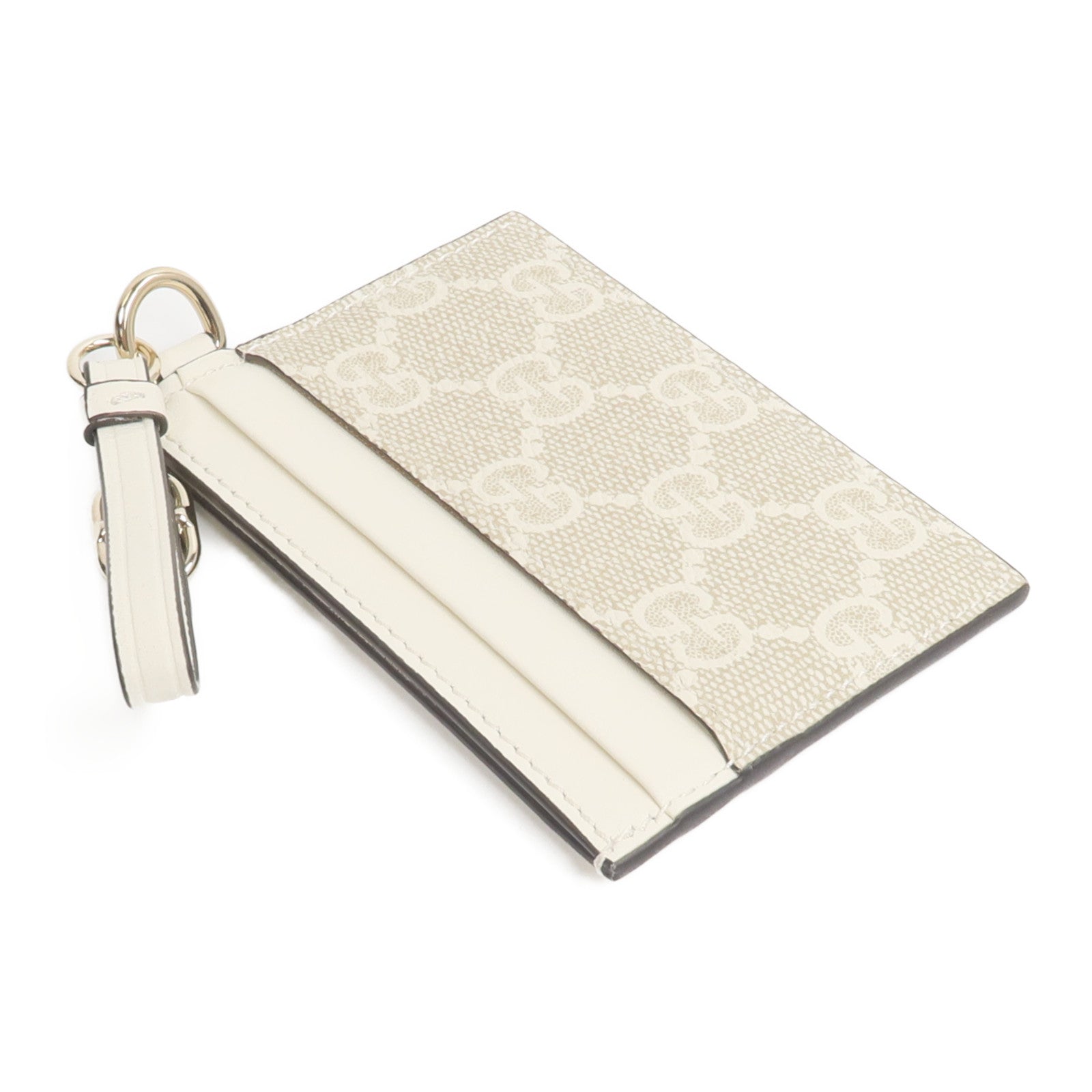GUCCI 塗層帆布/皮革GG Emblem Card Case with Strap卡片套