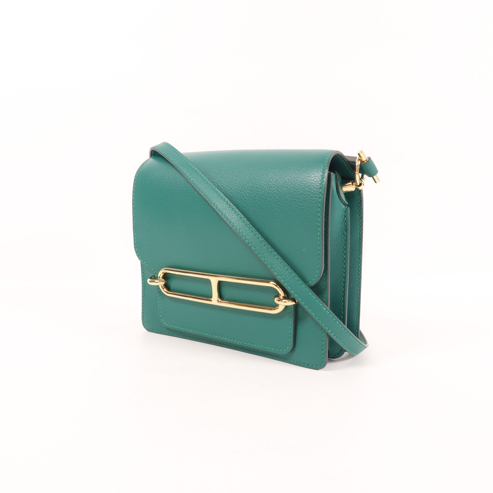 HERMES Evercolor皮革Mini Roulis金扣肩背袋Malachite