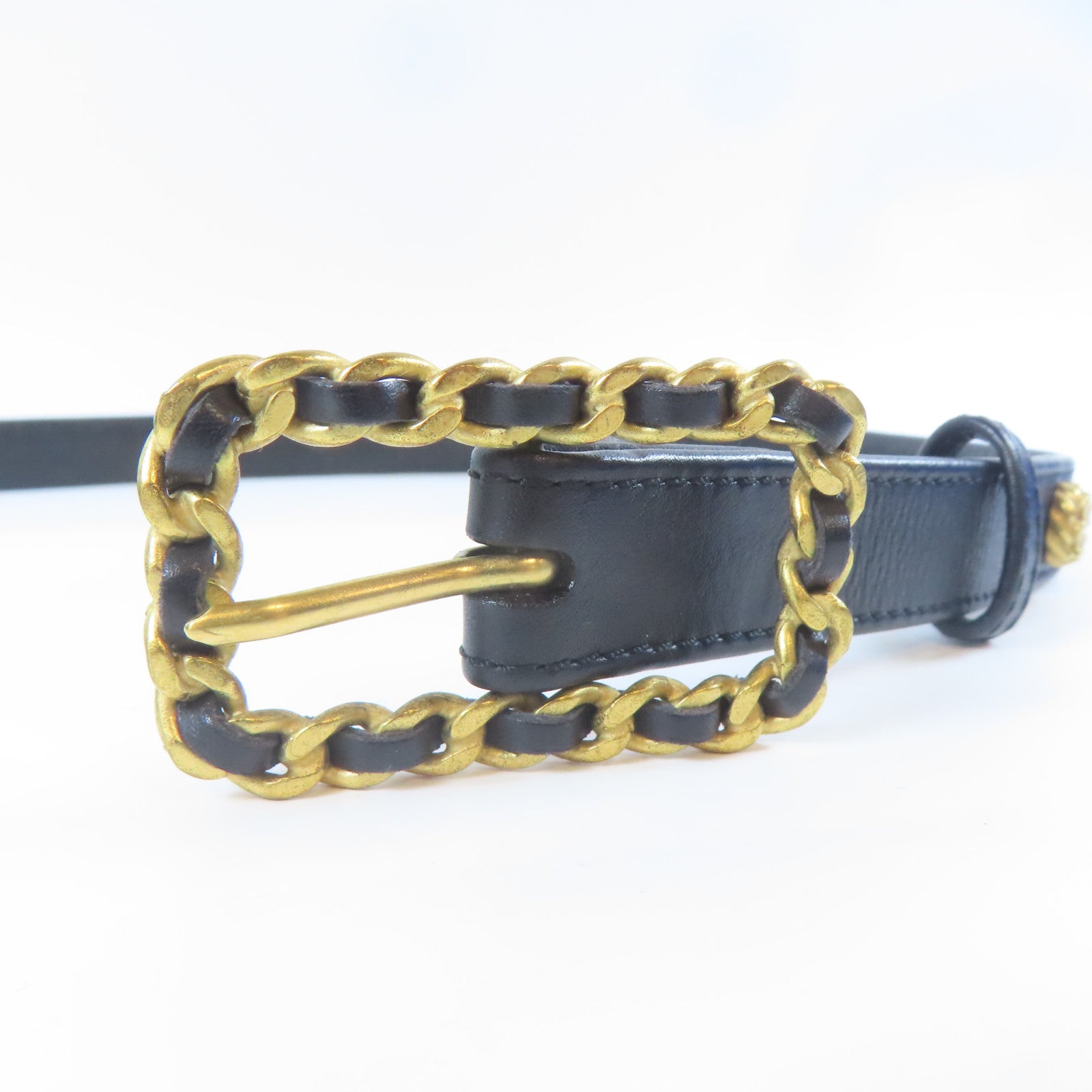 CHANEL 【激減優惠】金屬/羊皮皮革Belt皮帶黑色