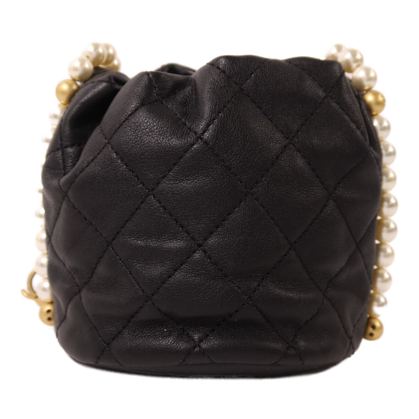 CHANEL 牛皮皮革Mini Pearl Bucket Bag金扣肩背袋
