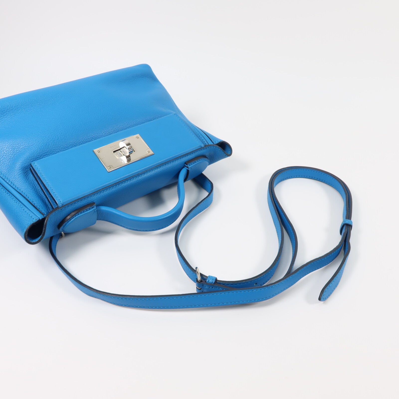 HERMES Evercolor皮革Mini 24/24手挽肩背兩用袋Bleu Frida