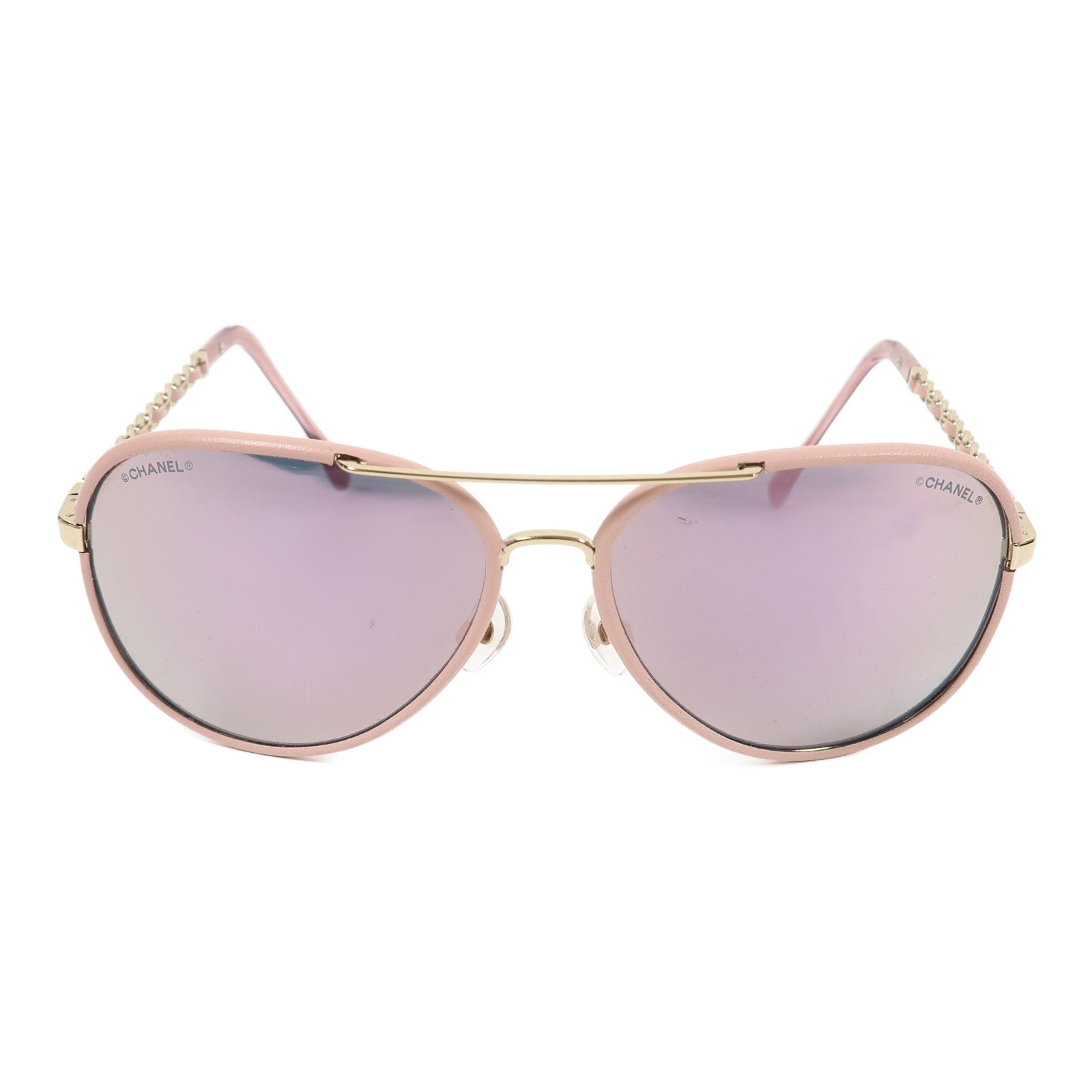 CHANEL 金屬Sunglass太陽眼鏡粉紅色