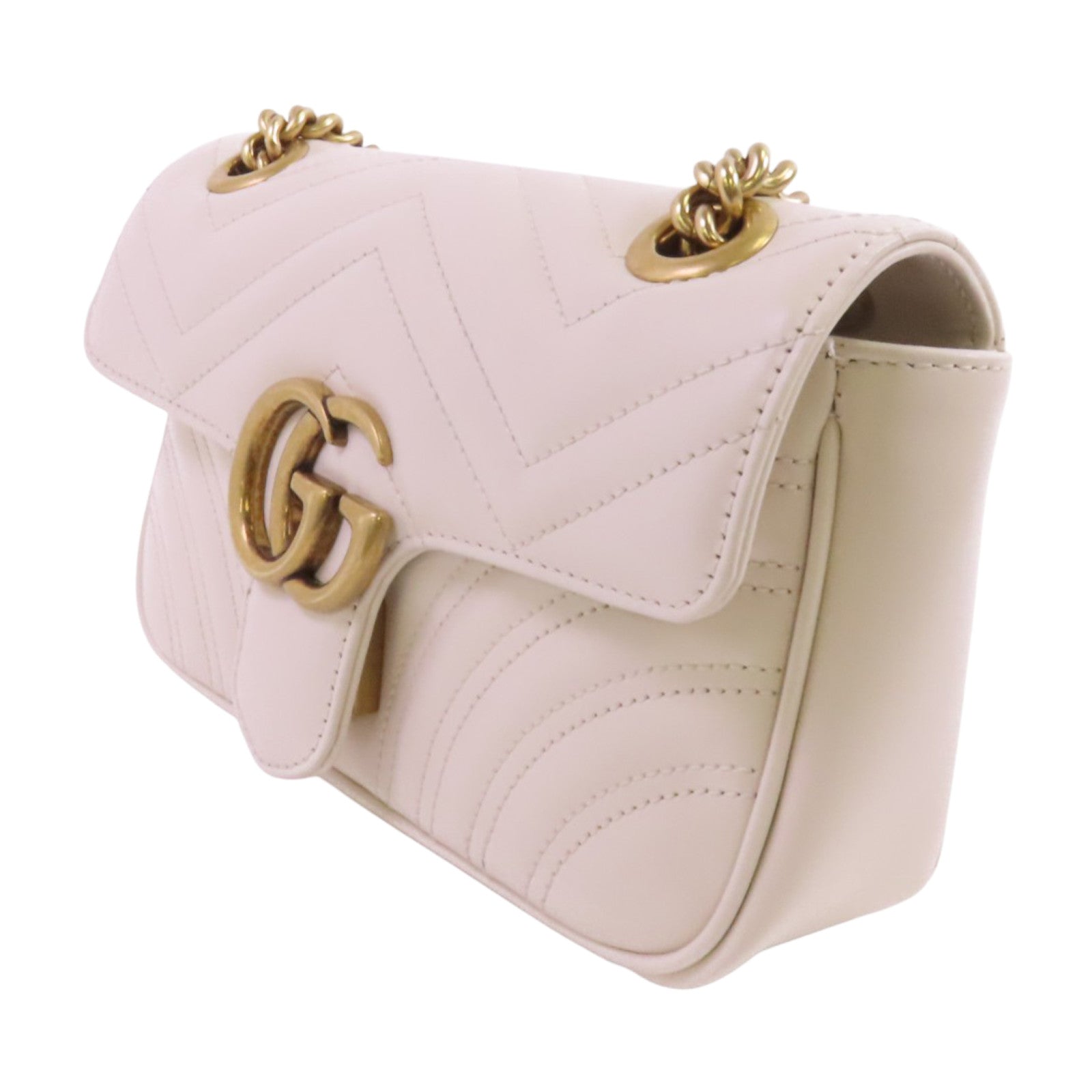 GUCCI 【激減優惠】牛皮皮革GG Marmont金扣鏈帶肩背袋
