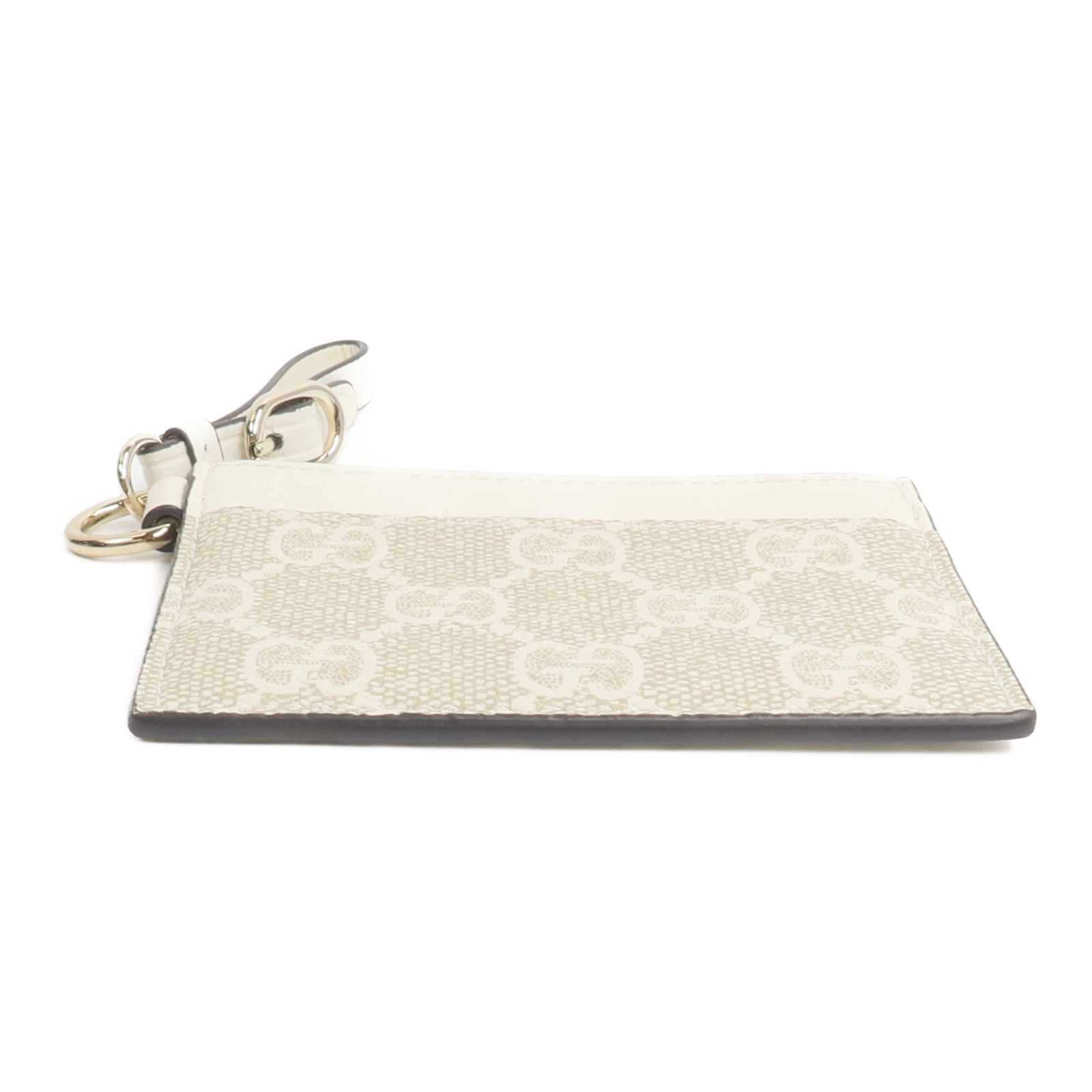 GUCCI 塗層帆布/皮革GG Emblem Card Case with Strap卡片套