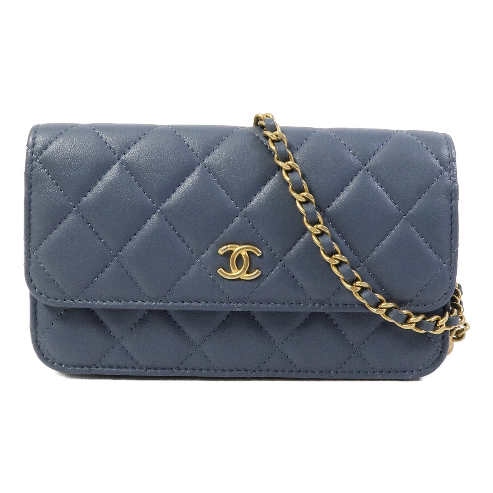 CHANEL 羊皮皮革Chain Shoulder W Gold Ball鏈帶肩背袋