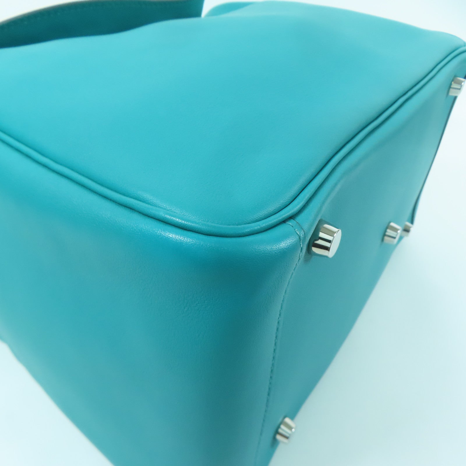HERMES Swift皮革Lindy 30銀扣肩背袋Blue Lagoon