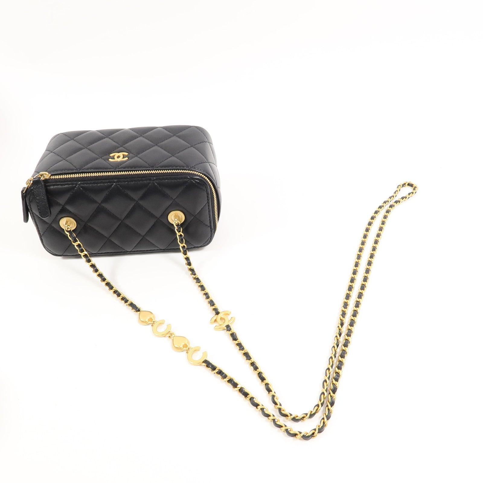 CHANEL 羊皮皮革Vanity Case鏈帶肩背袋